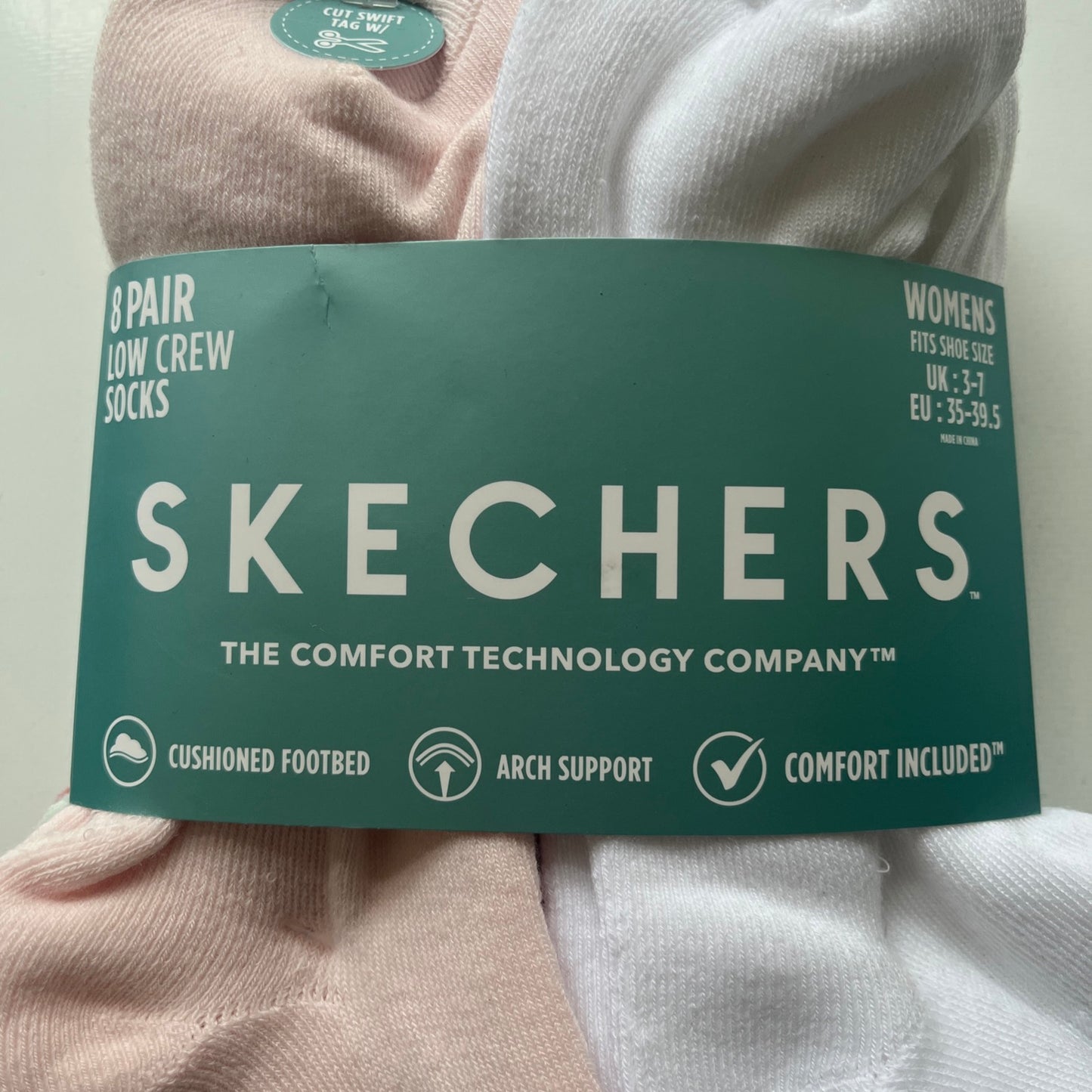 8 Pairs Skechers Women’s Socks Crew Pack  Size 3-7 Brand New Comfort Winter