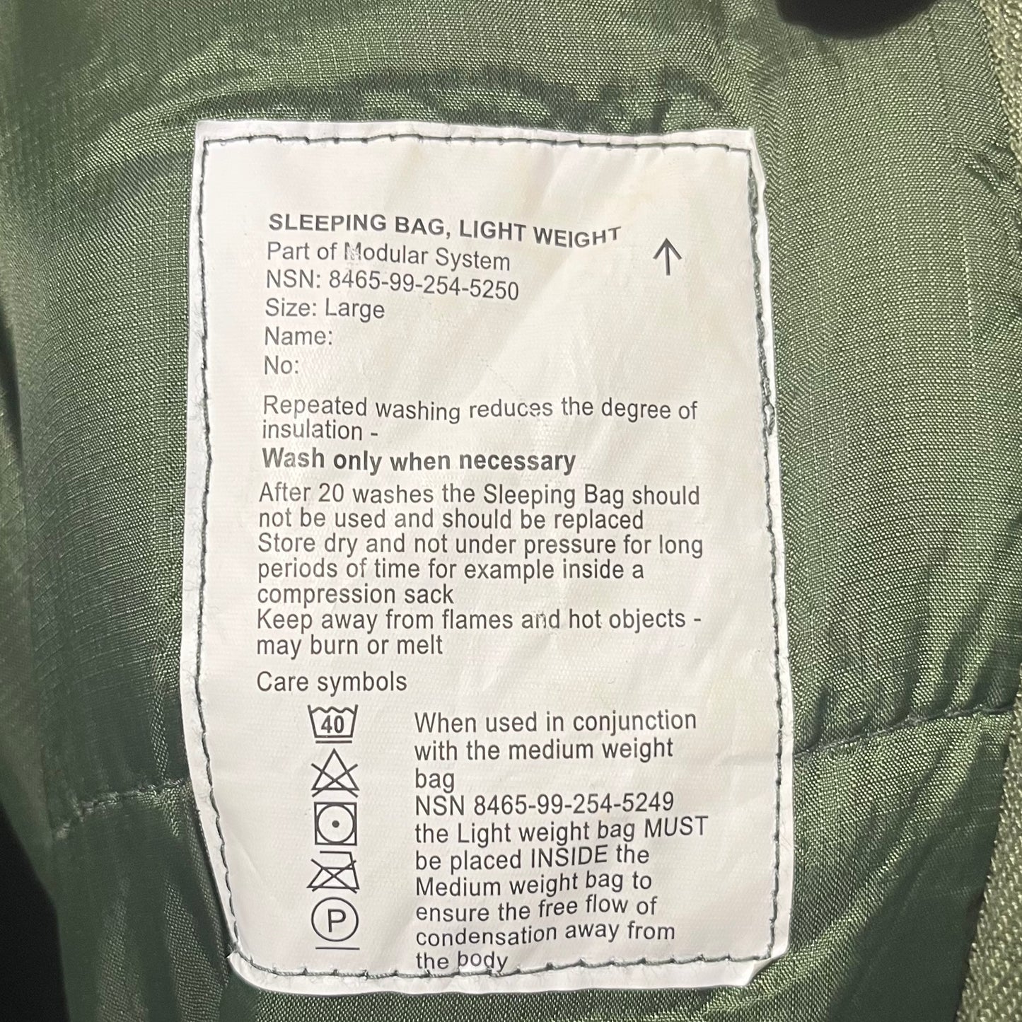 British Army - Modular System Lightweight Sleeping Bag Ex Military Surplus Used