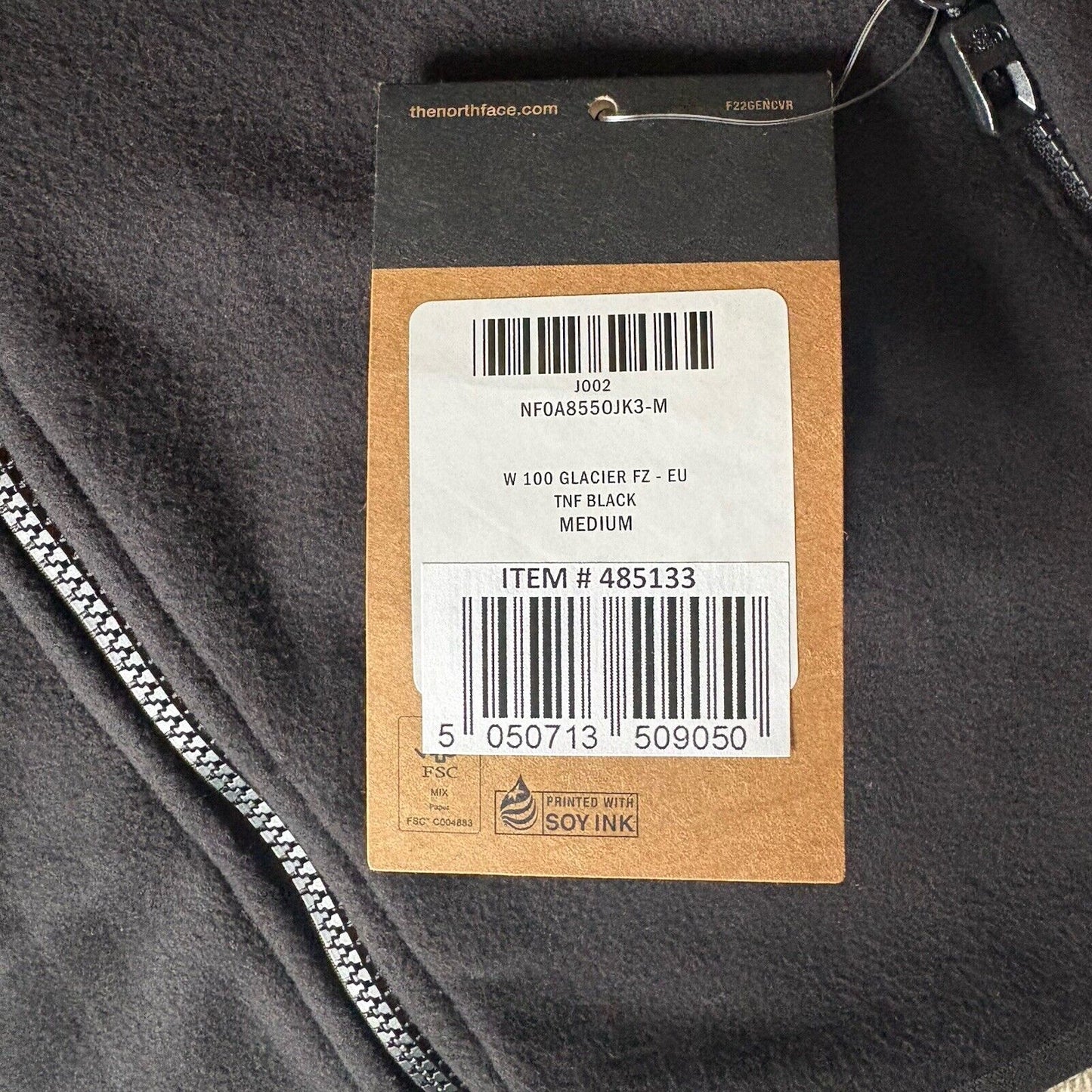 The North Face Fleece Jacket Jumper Womens Black Full Zip New Glacier