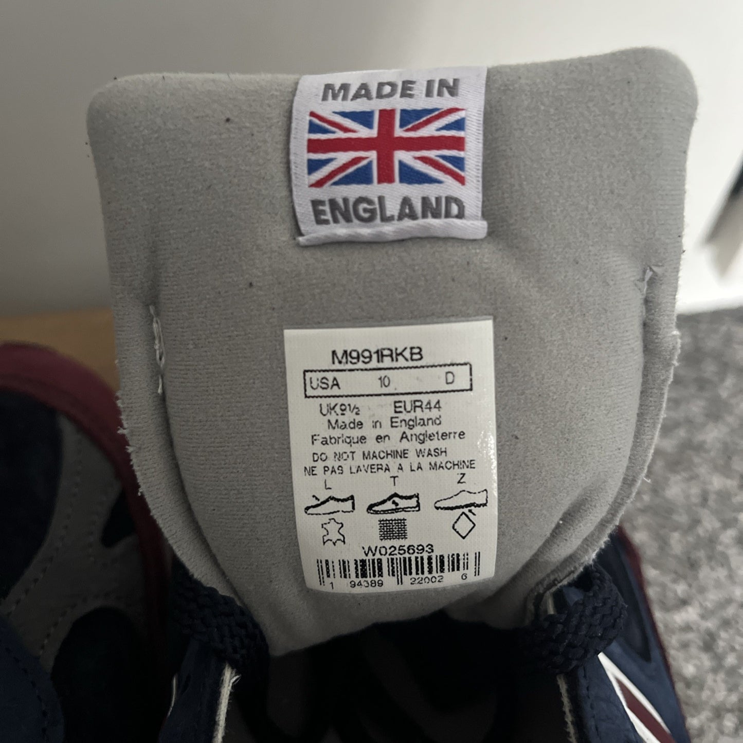 New Balance 991 RKB UK 9.5 Made In England Navy Burgundy M991RKB New Trainers