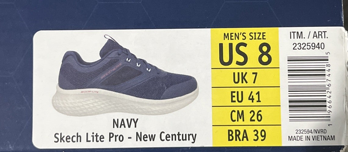 Skechers Men's Lite Pro Century Trainer in Navy UK Size 7 New In Box Memory Foam