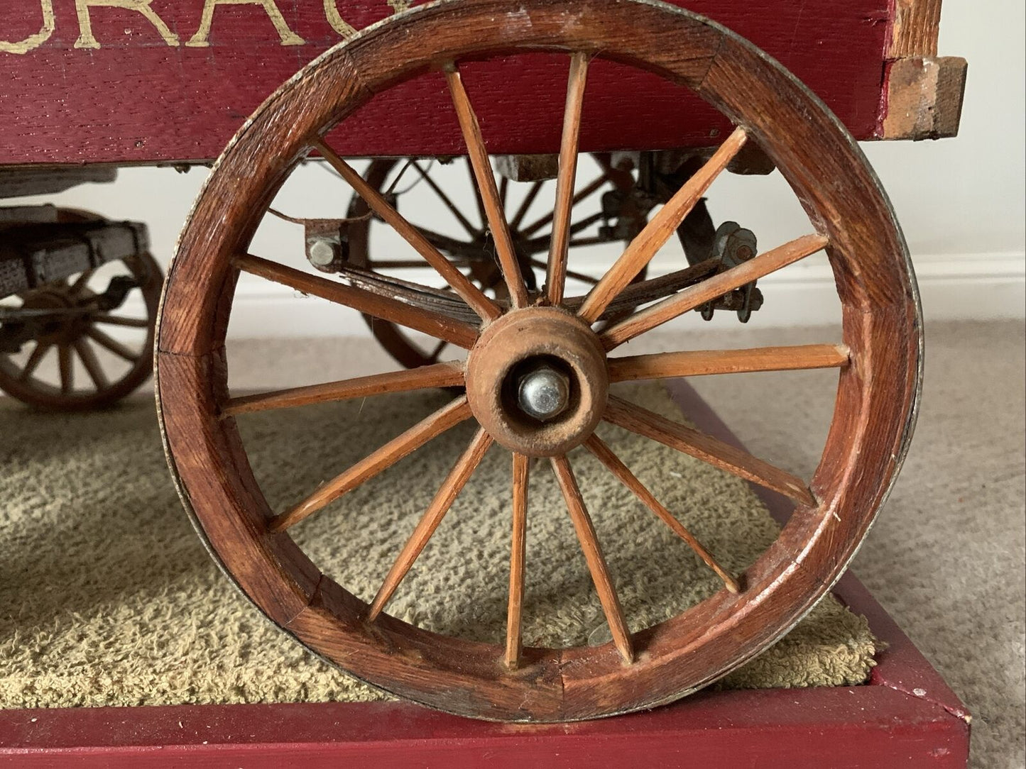 LARGE SCRATCH BUILT HORSE DRAWN BREWERY DRAY WAGON MODEL BEER COLLECTORS 66cm