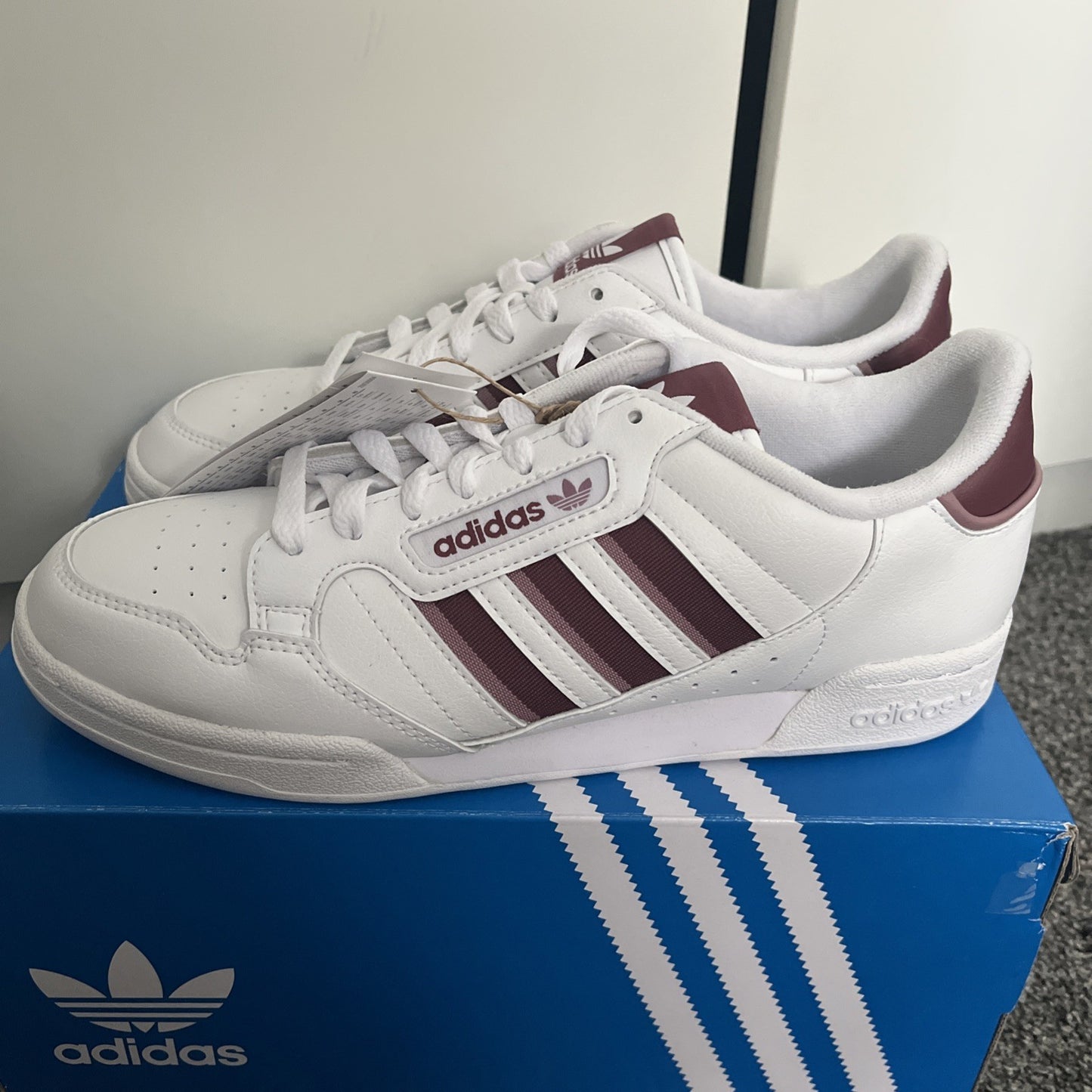 Adidas Originals Continental 80 Stripes White Size 8.5 UK Trainers Brand New Low