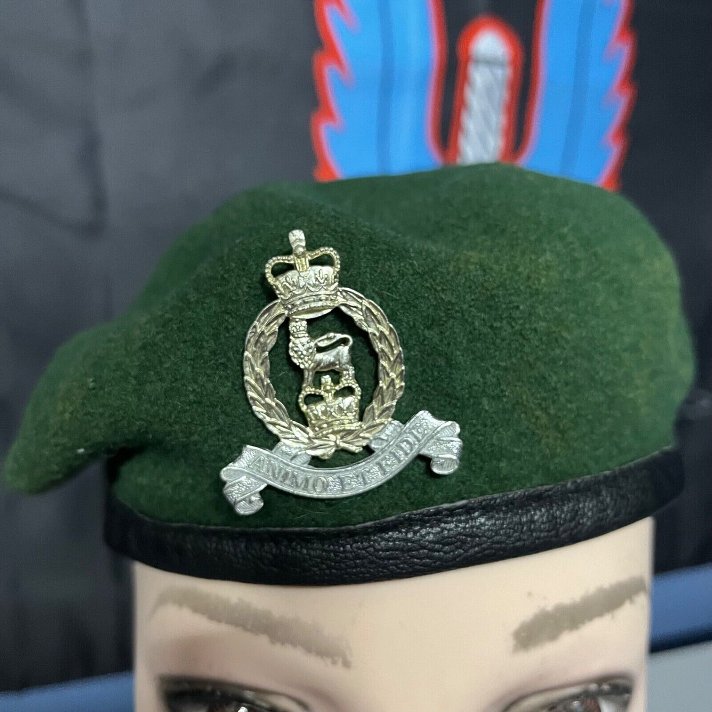 British Army Adjutant General's Corps AGC Beret Green 56CM Used With Cap Badge