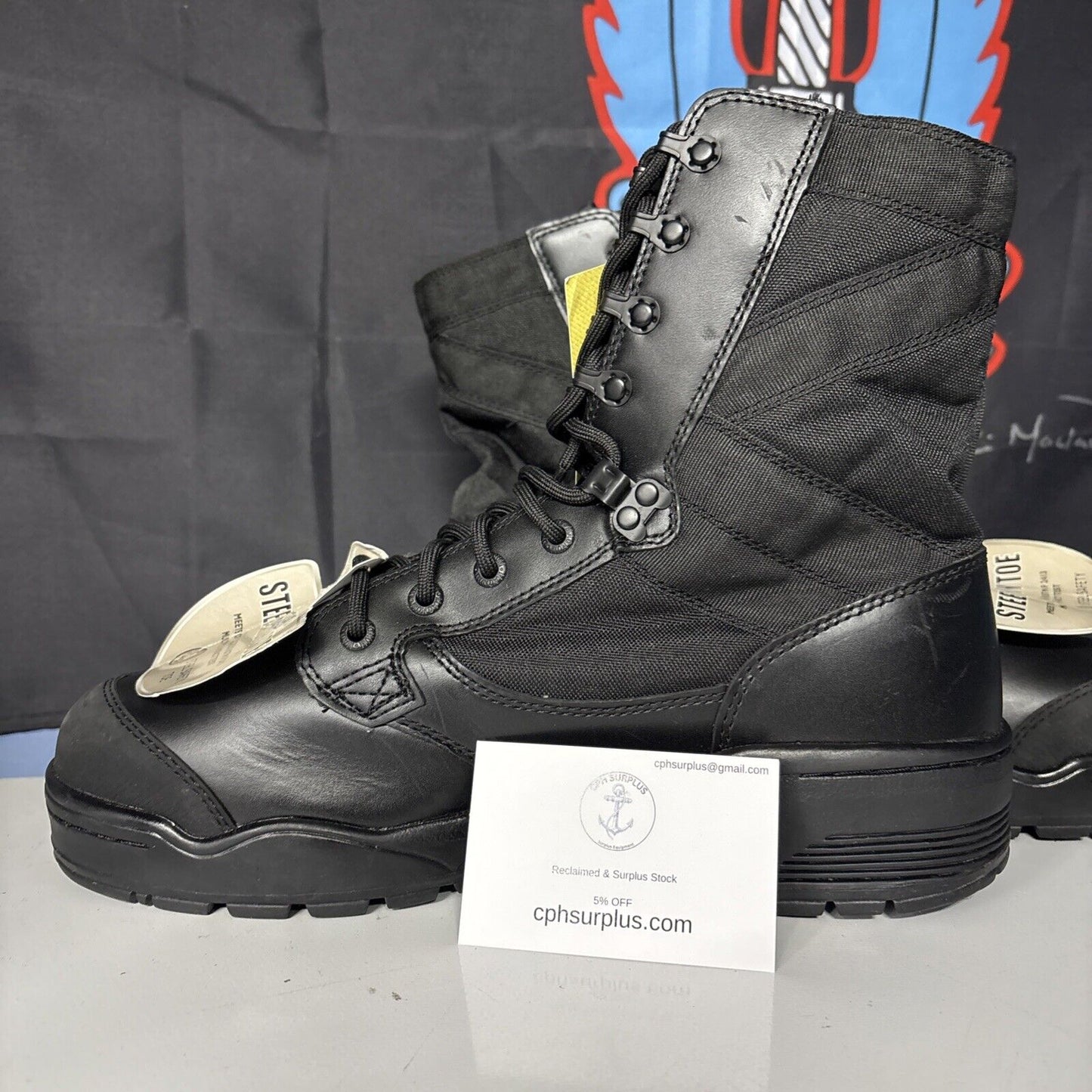 MAGNUM STEEL TOE CAP BOOTS Black hot weather safety British Army NEW SIZE UK 9M
