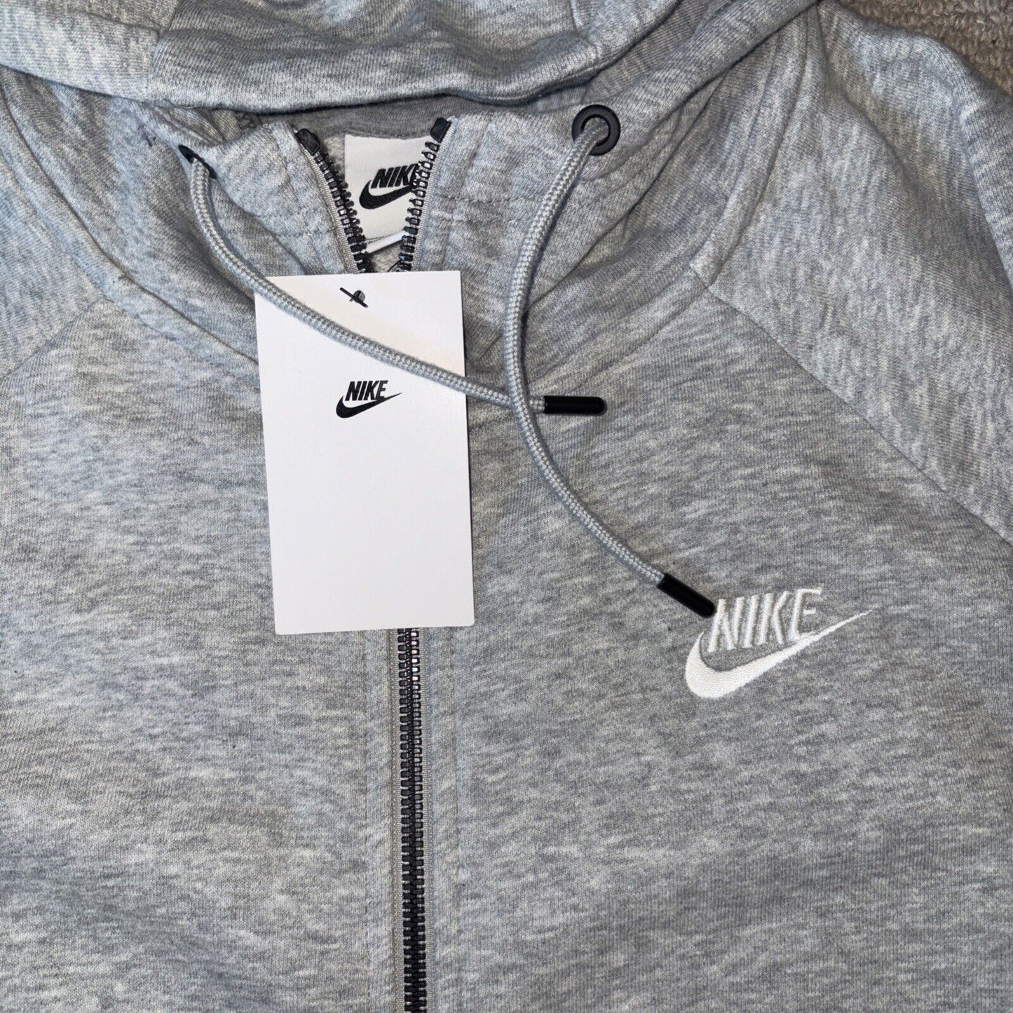 Nike Grey Zip-Up Fleece Hoodie Womens Grey Heather Regular Full Zip RRP £64