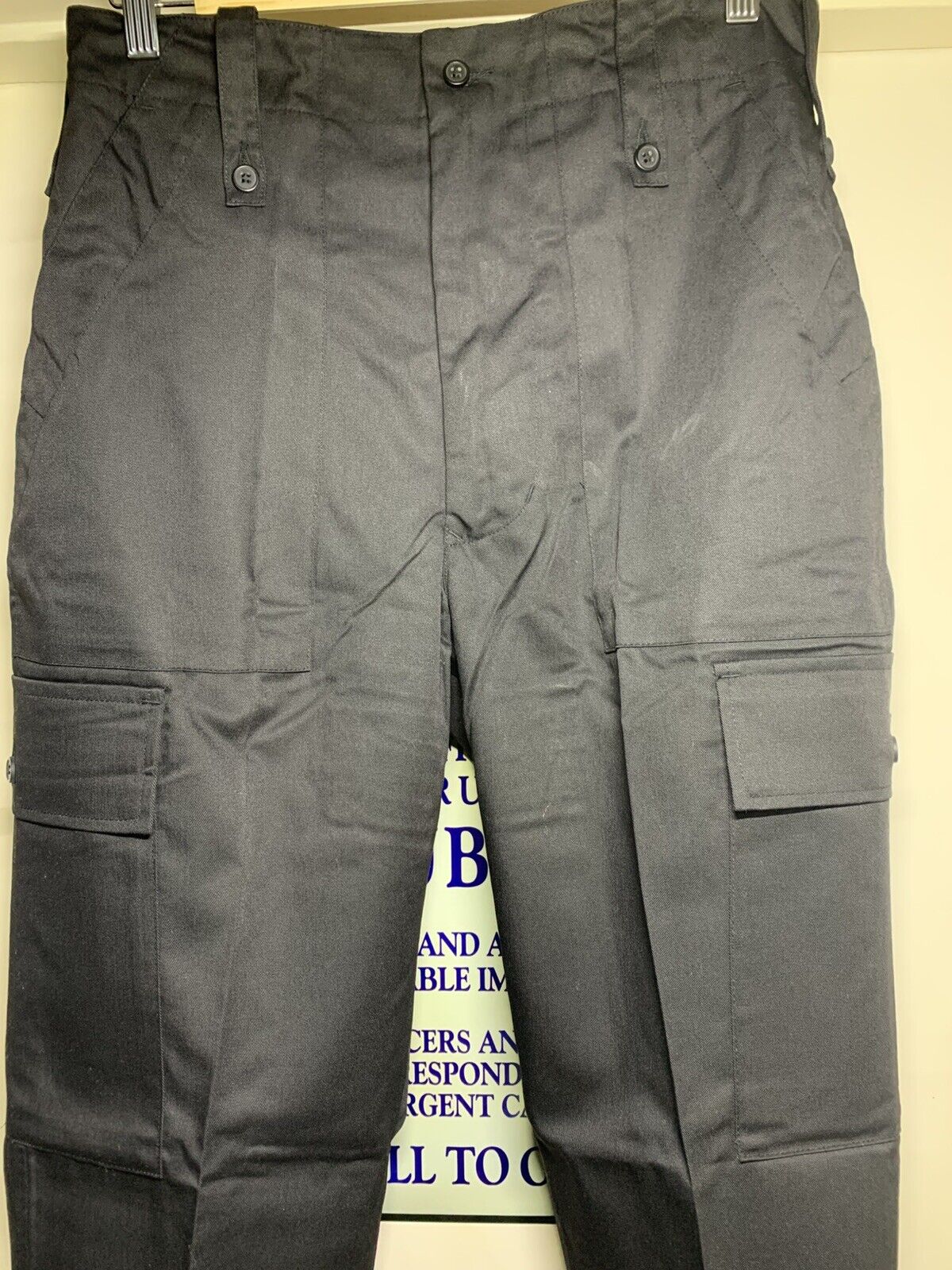 Ex Mod Black Defence Security Police Army Military Combat Cargo Trousers Cooneen