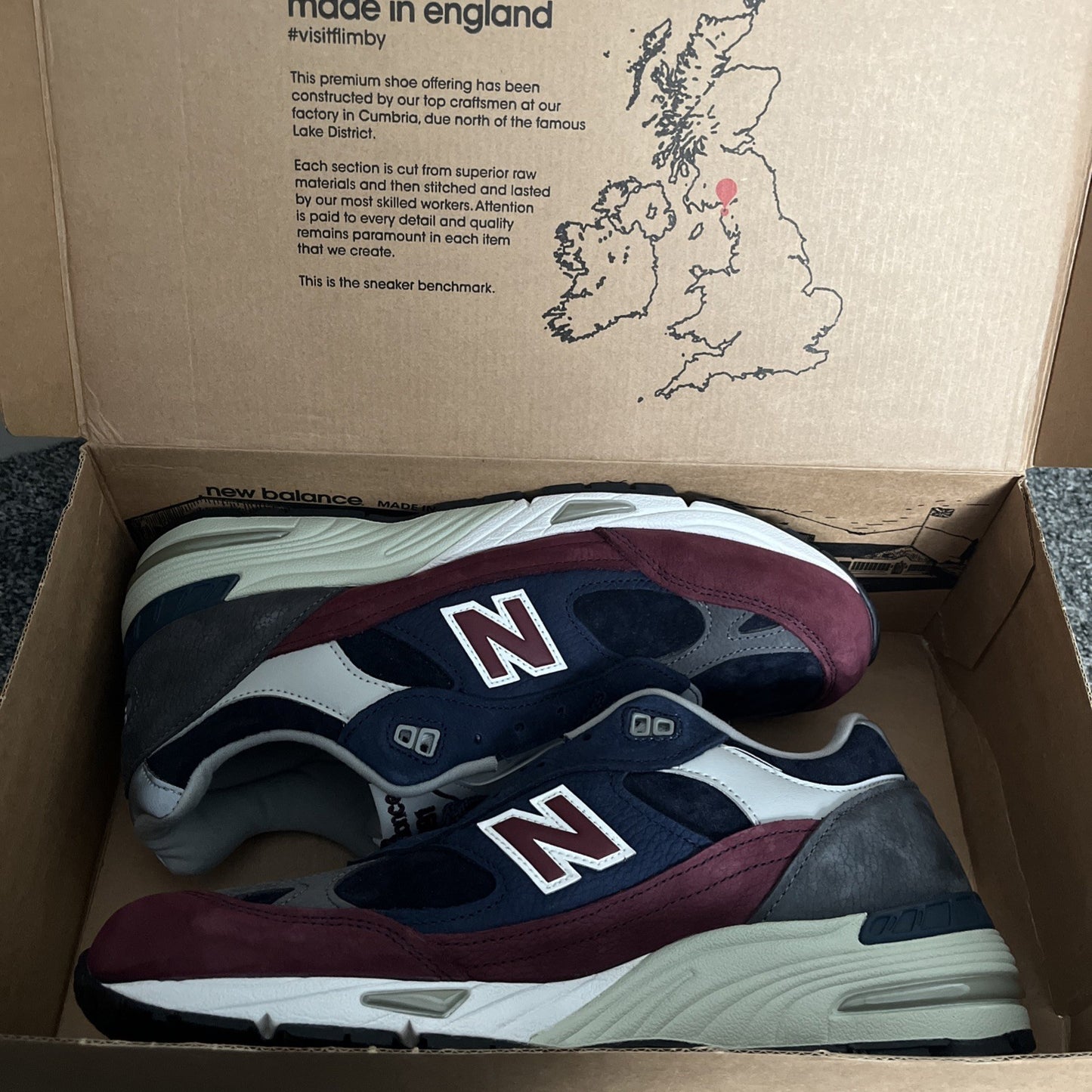 New Balance 991 RKB UK 9.5 Made In England Navy Burgundy M991RKB New Trainers