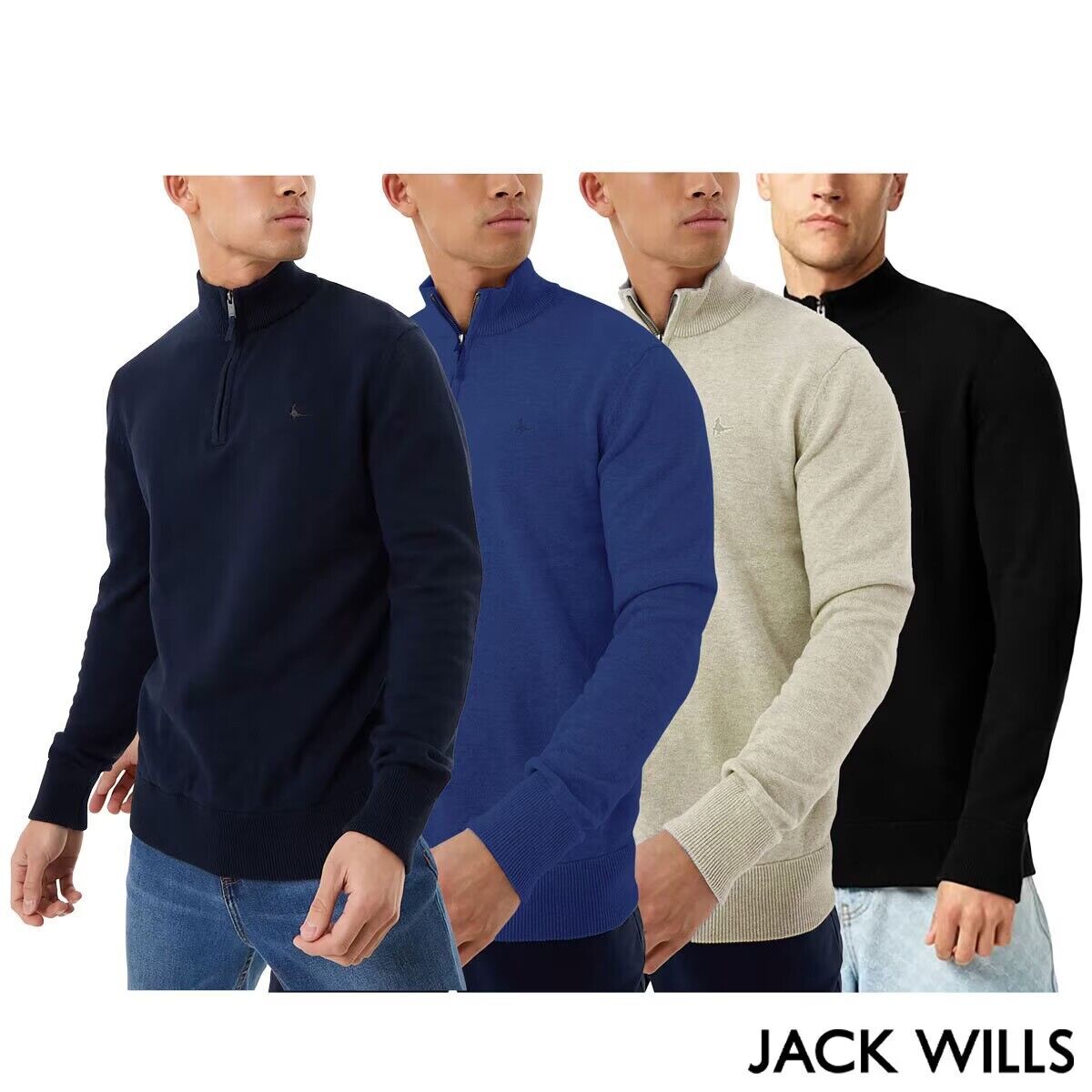 Jack Wills Mens Funnel Neck Half Zip Jumper Pullover BNWT - Sizes - Colours