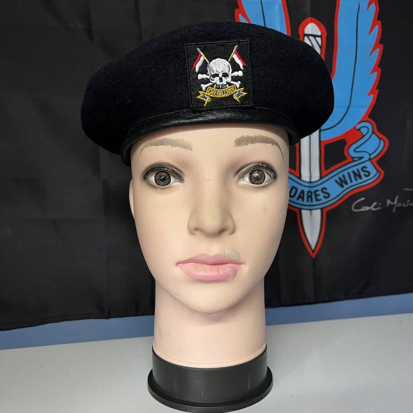 Royal Lancers Beret & Embroidered Logo Badge Size 57 British Army Surplus Used