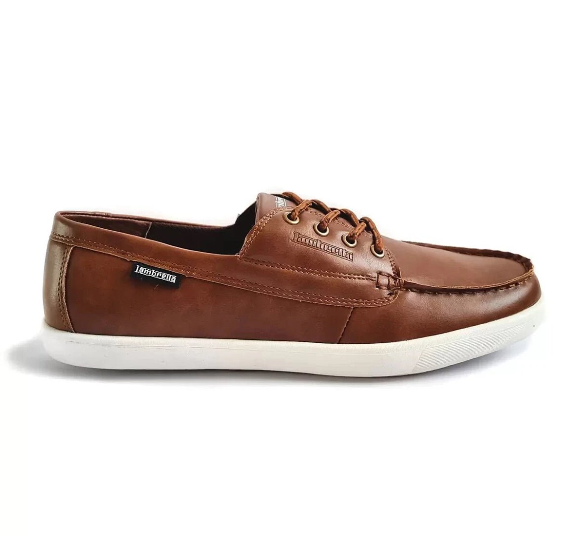 Lambretta Vulcan Men’s Boat Shoes Flats - Tan - Sizes - New
