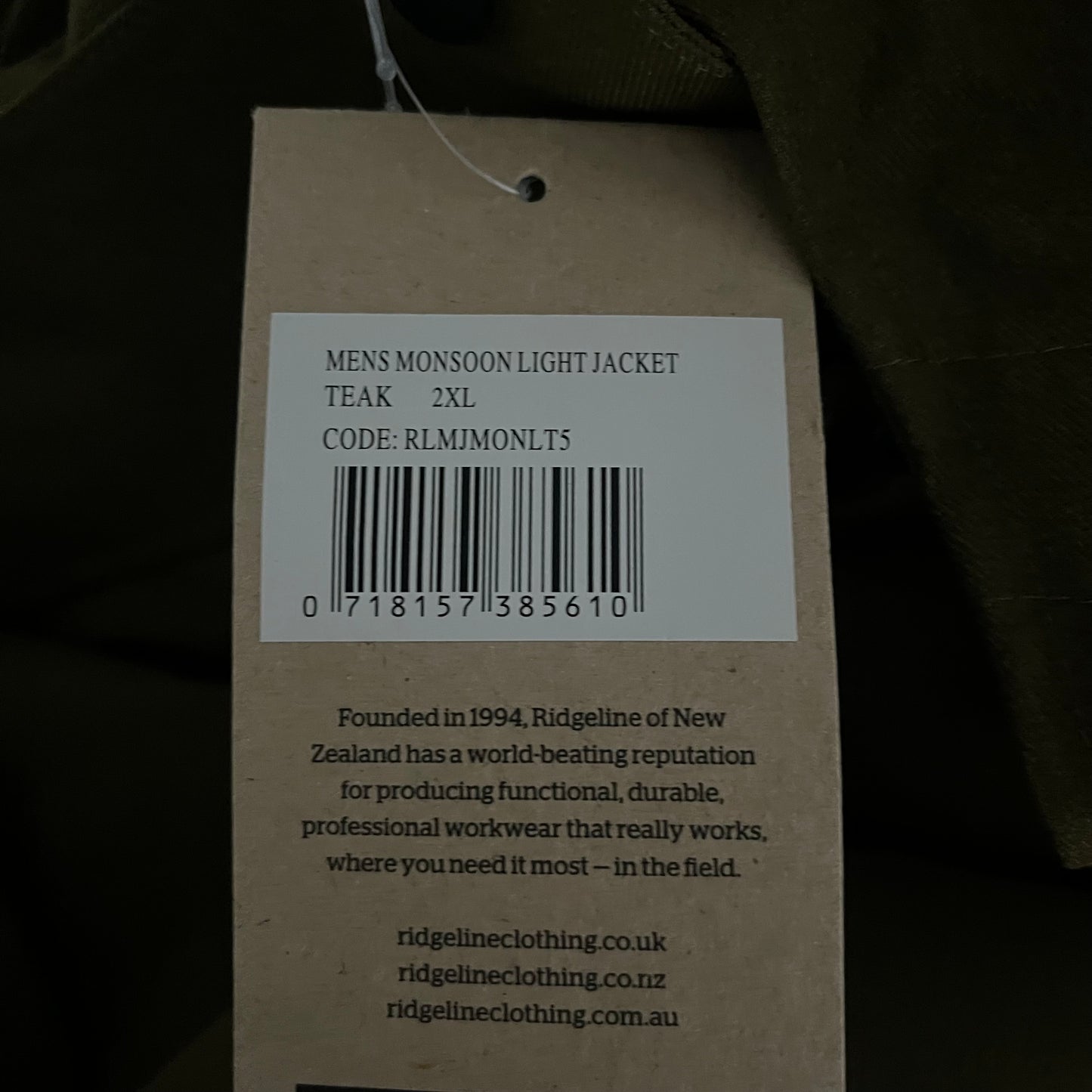 Ridgeline Monsoon Teak Outdoor Windproof Warm Coat - Sizes - New