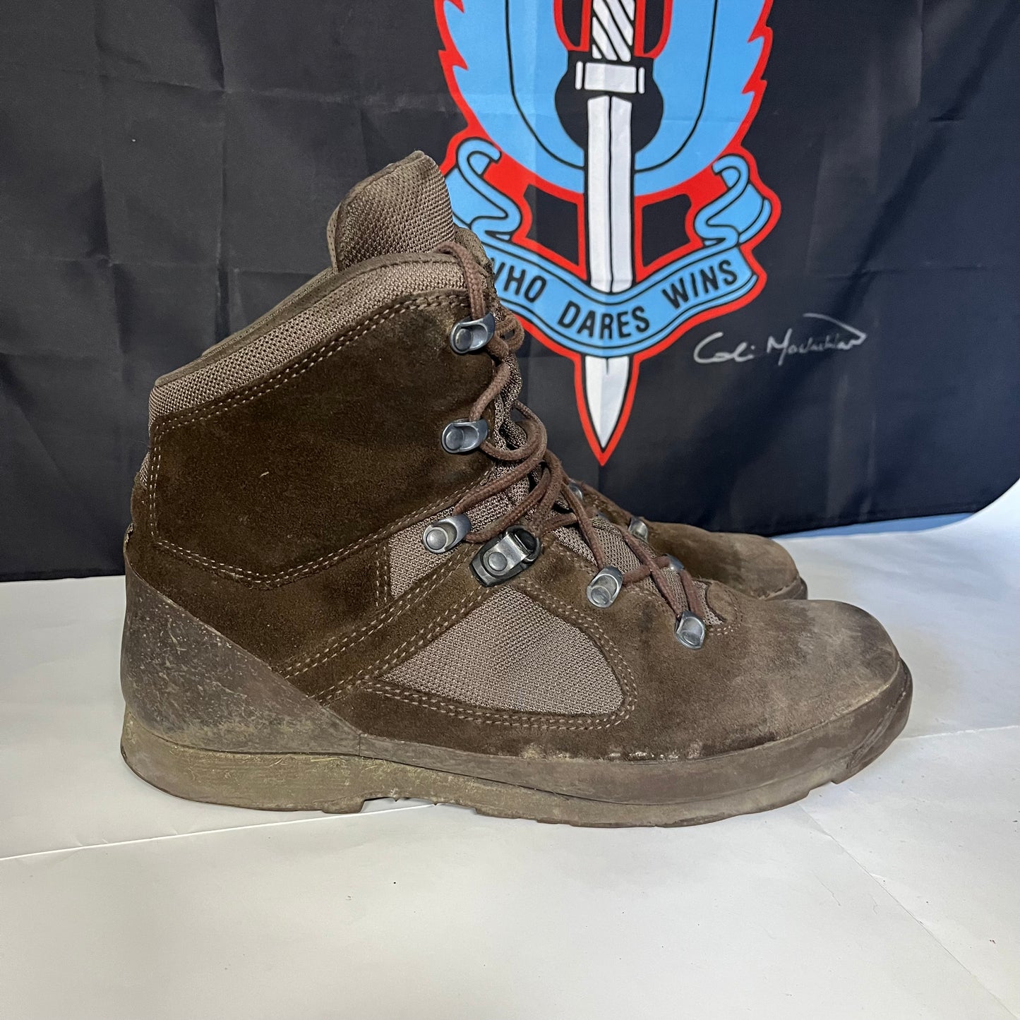 Used Haix brown suede combat boots for men – British Army surplus, rugged and reliable