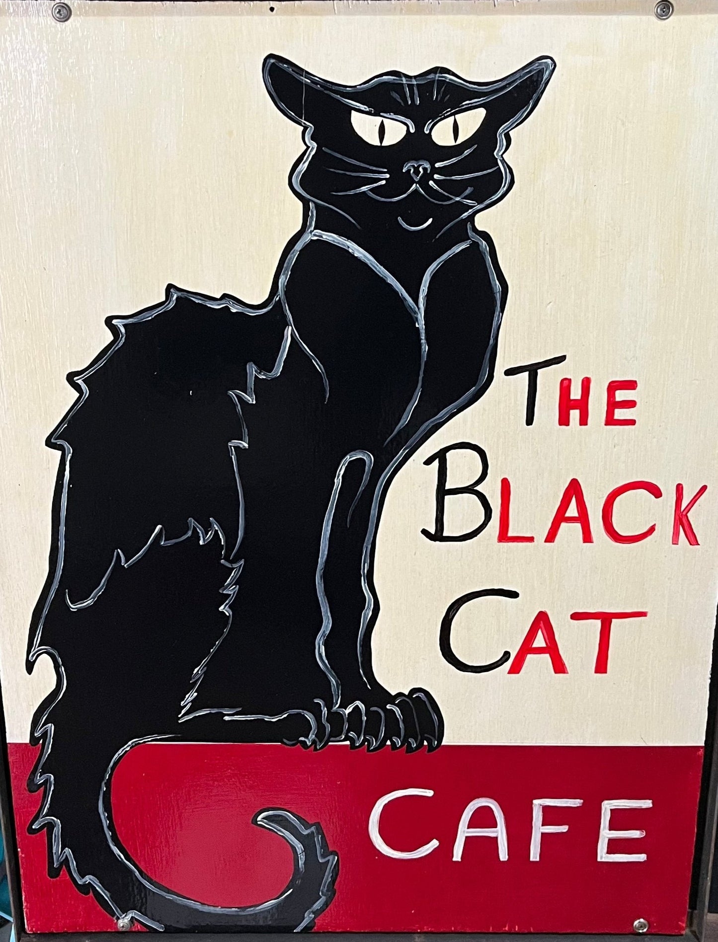 Black Cat Cafe Handpainted Sign
