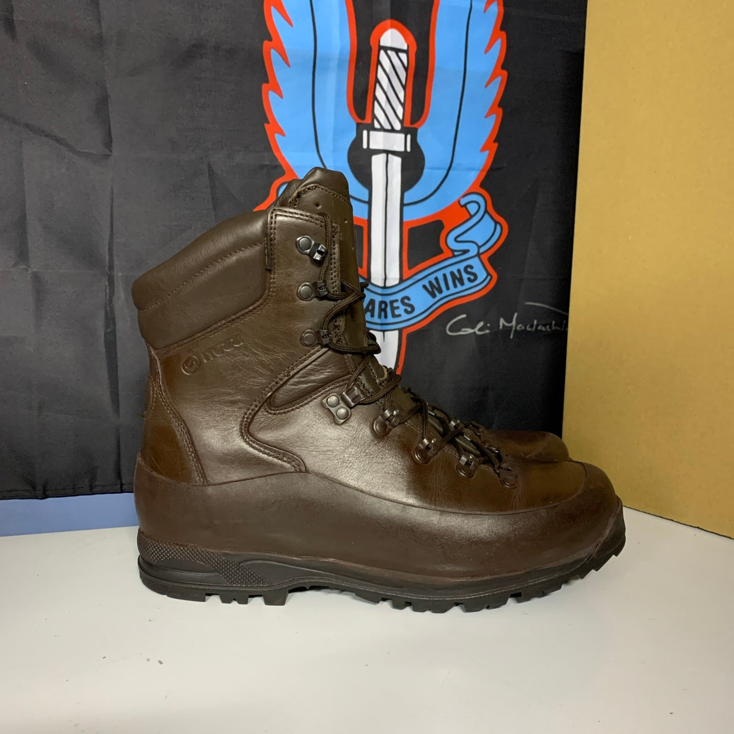 Iturri Leather Brown Combat Boots Army Surplus Used Military