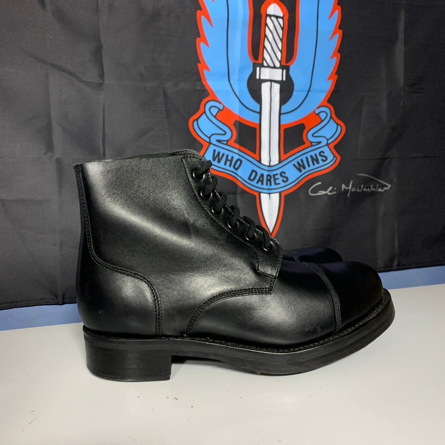 Army Black Leather parade dress boots shoes studded soles sizes uk size lace up cadet army surplus military british army