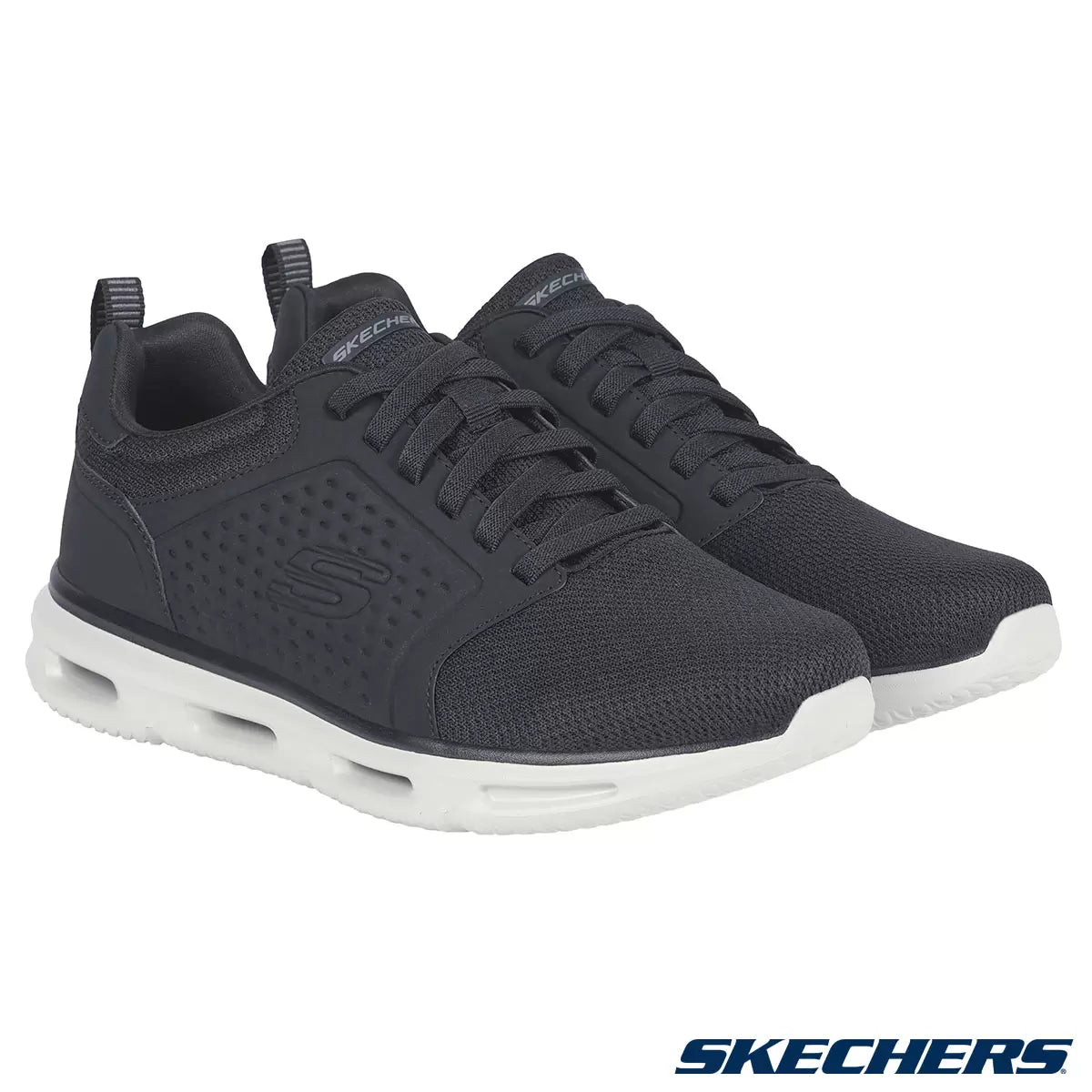 Skechers Mens Slip On Glide Lite Black Trainers Shoes black and white brand new boxed comfort slip