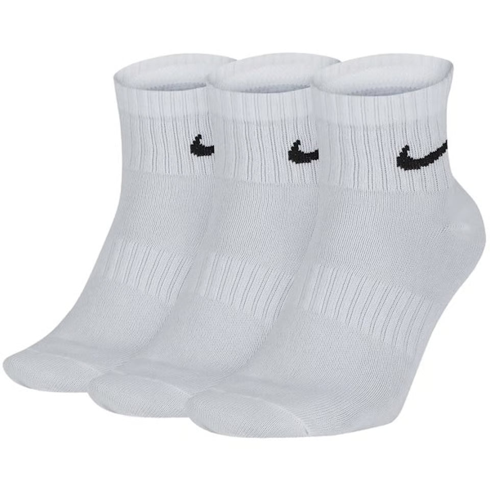 Nike Everyday Dri-Fit Cotton Ankle Socks White UK Size 5-8 Cushioned 3 Pack