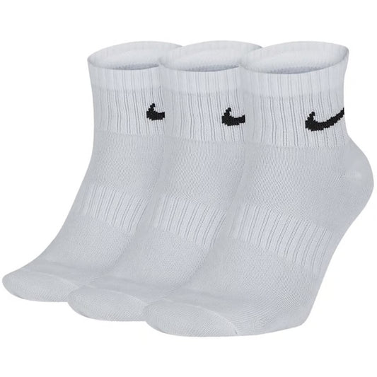 Nike Everyday Dri-Fit Cotton Ankle Socks White UK Size 5-8 Cushioned 3 Pack