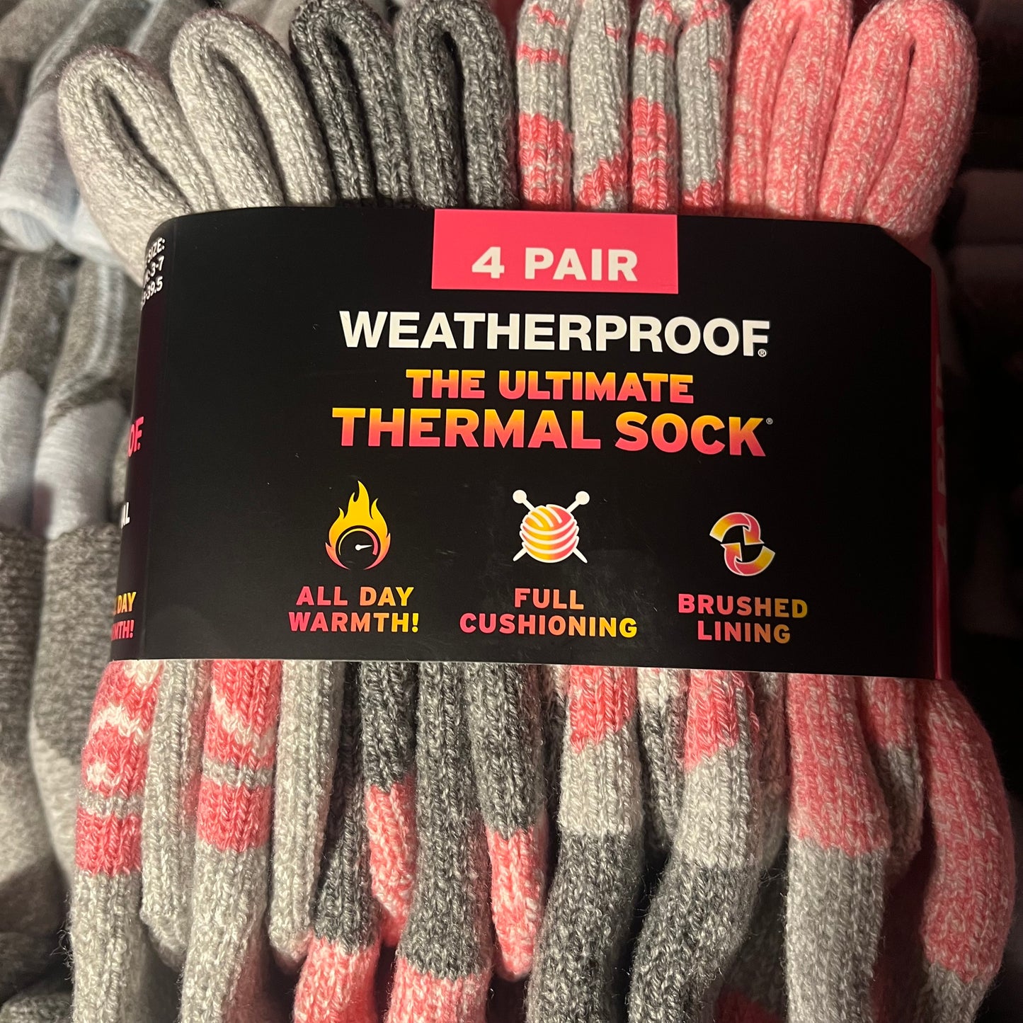 Women’s Weatherproof Vintage 4 Pack Thermal Crew Socks UK Size 3-7 Colours