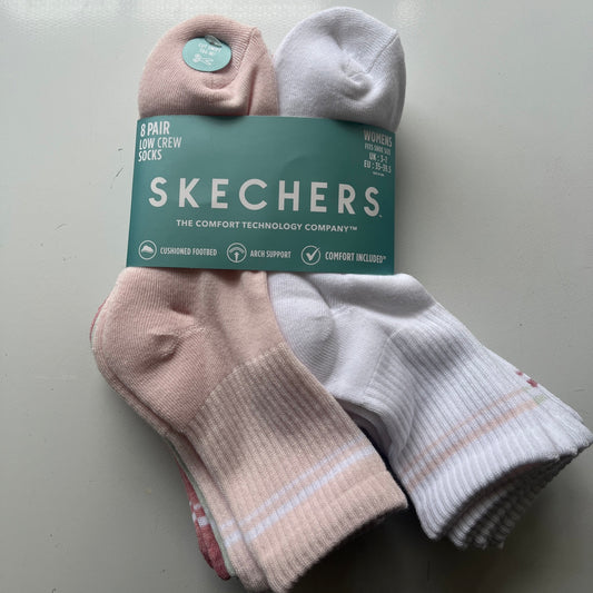 8 Pairs Skechers Women’s Socks Crew Pack  Size 3-7 Brand New Comfort Winter