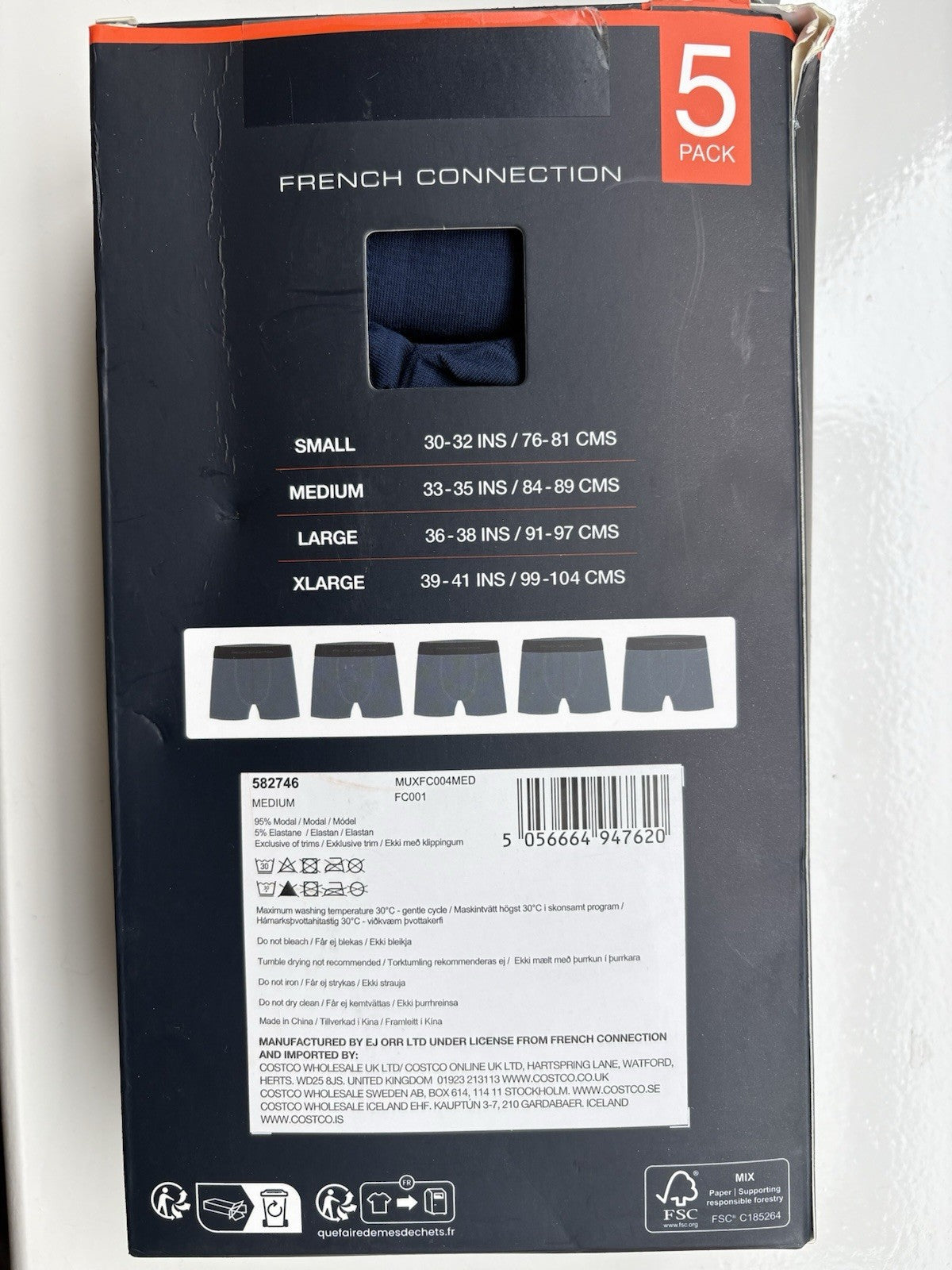 French Connection Modal Men’s Briefs 5 Pack Blue MEDIUM