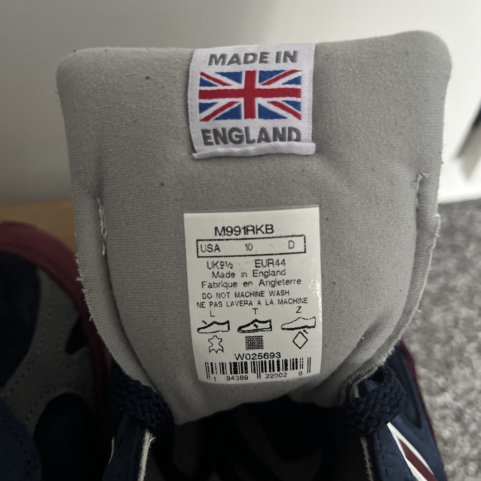 New Balance 991 RKB UK 9.5 Made In England Navy Burgundy M991RKB New Trainers