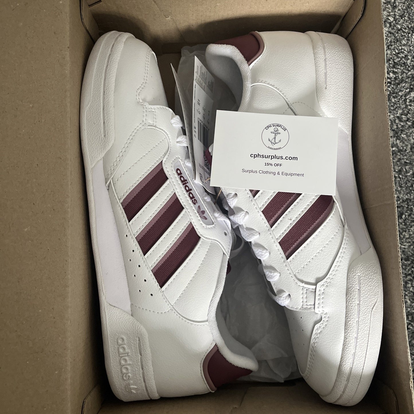 Adidas Originals Continental 80 Stripes White Size 8.5 UK Trainers Brand New Low