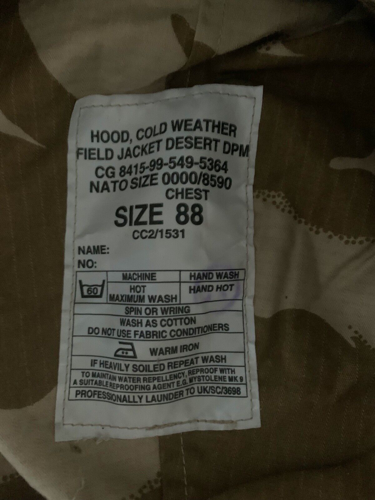 UK British Army Surplus Desert DPM Detachable Smock Hood Rip-Stop Camo Material