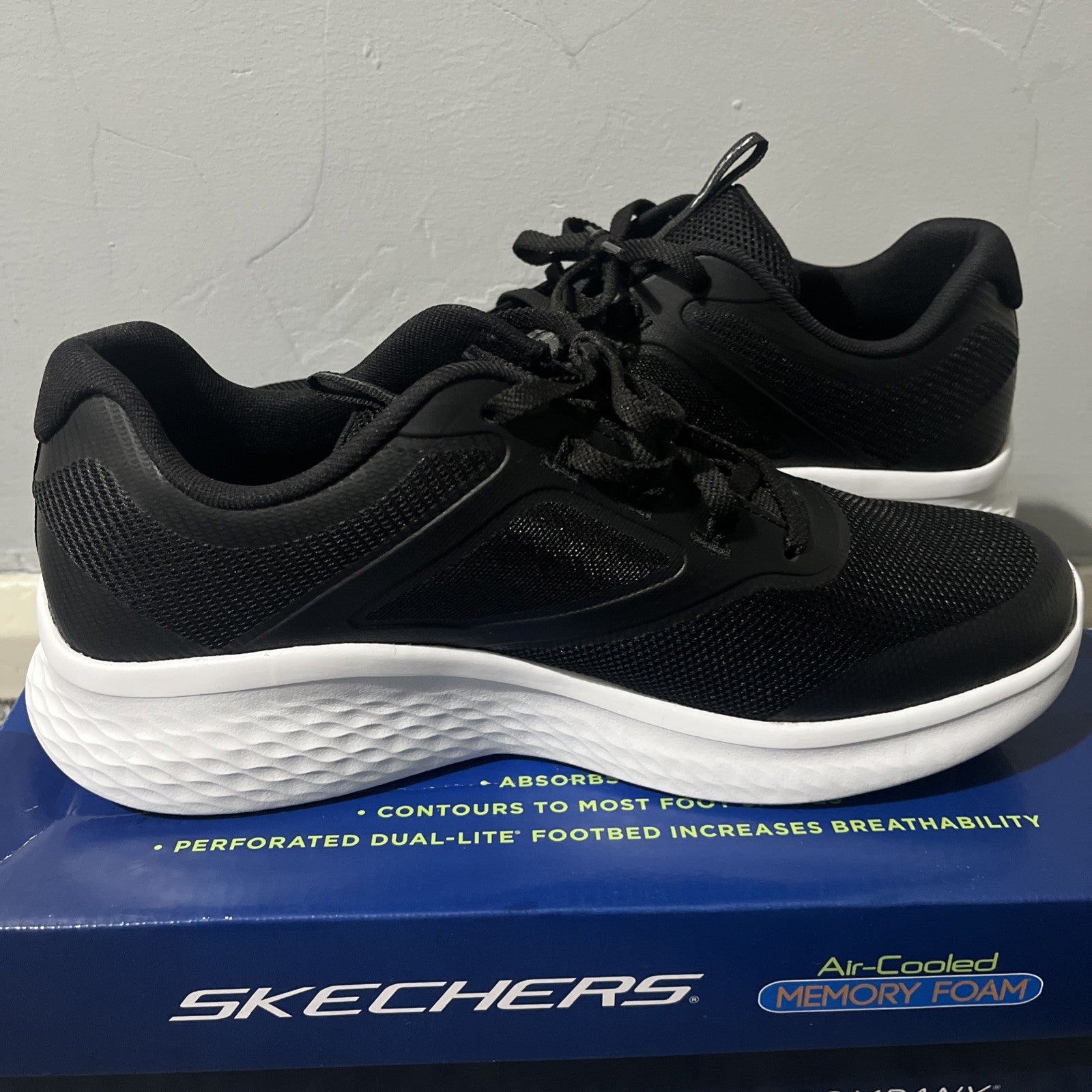 Skechers Men's Lite Pro Century Trainer in Black UK Size 9 New In Box Memoryfoam