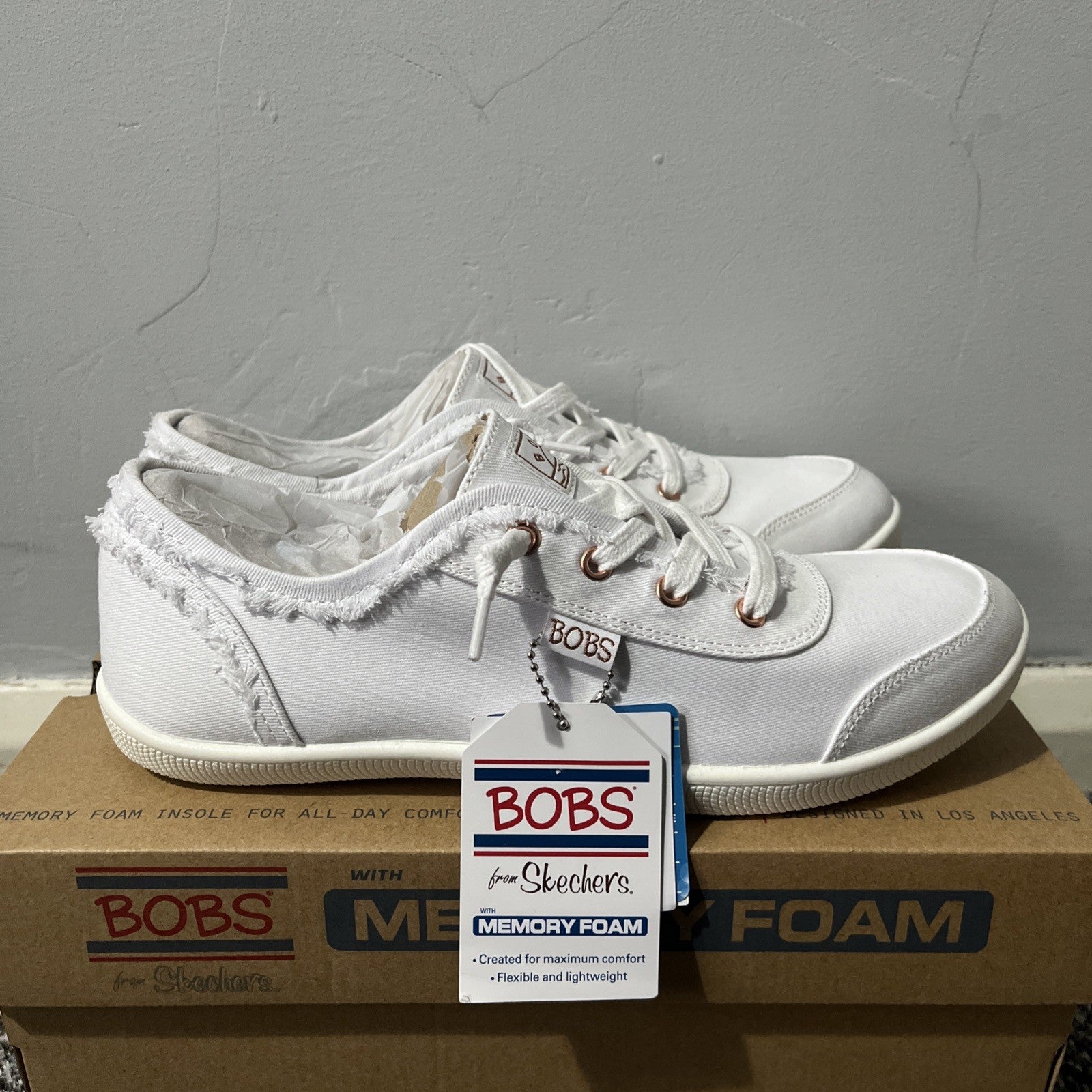 Skechers Bobs B Cute White Ladies Shoes Pumps UK Size 6 EU 39 Memory Foam