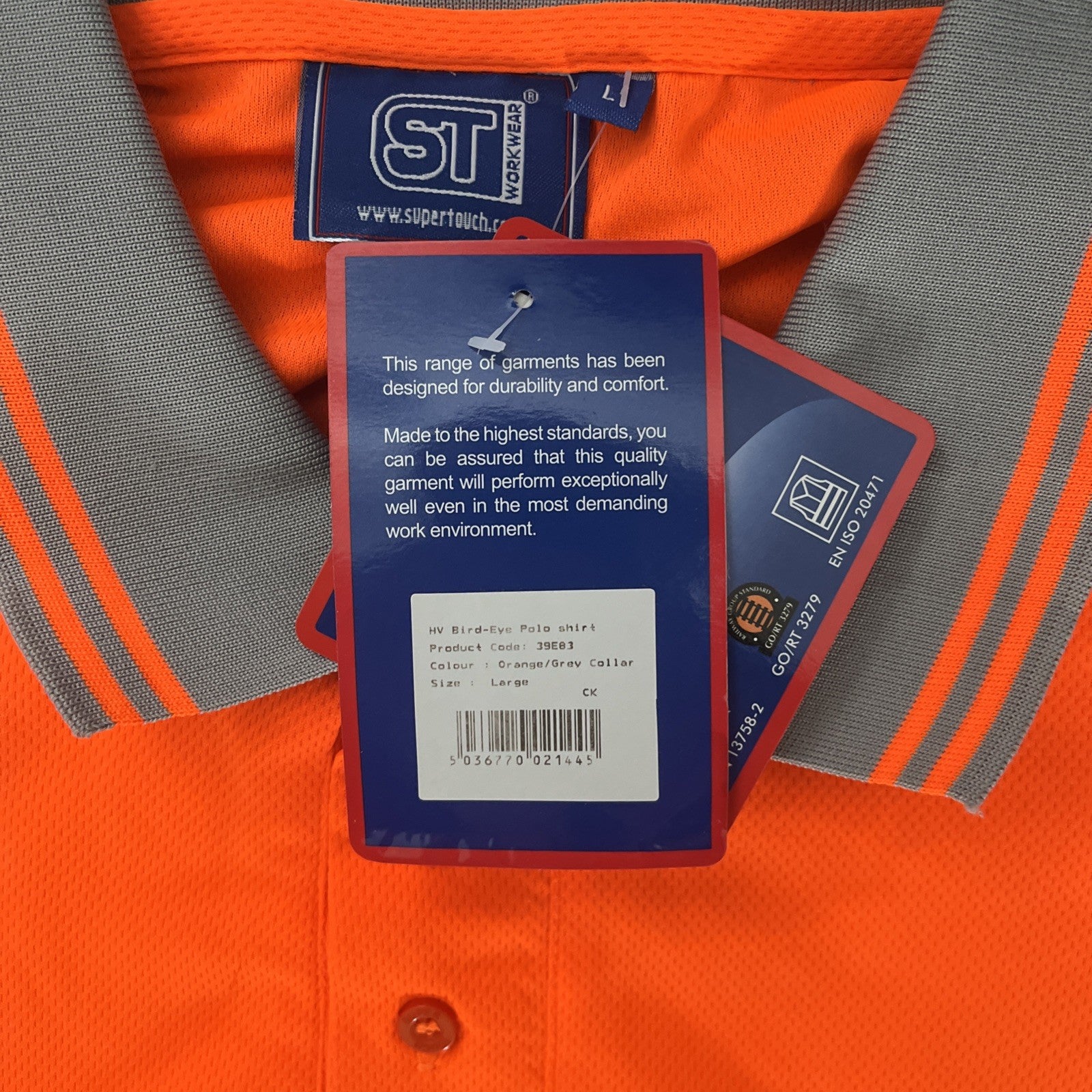 Mens Hi Vis Workwear Polo Tshirt Tee Top Viz Visibility ST Workwear Outdoor