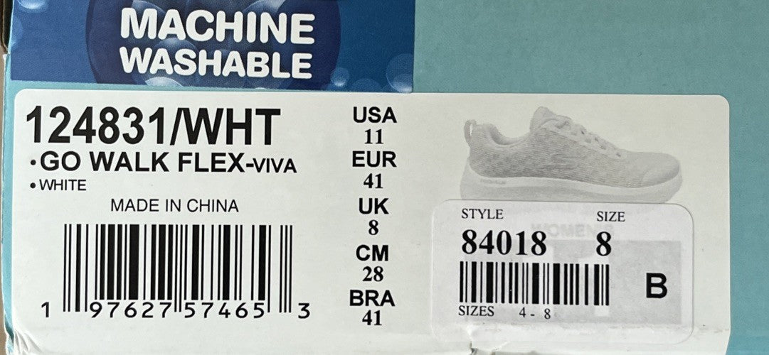Skechers Go Walk Flex Viva White Trainers Women UK Size 8 EU 31 Brand New In Box