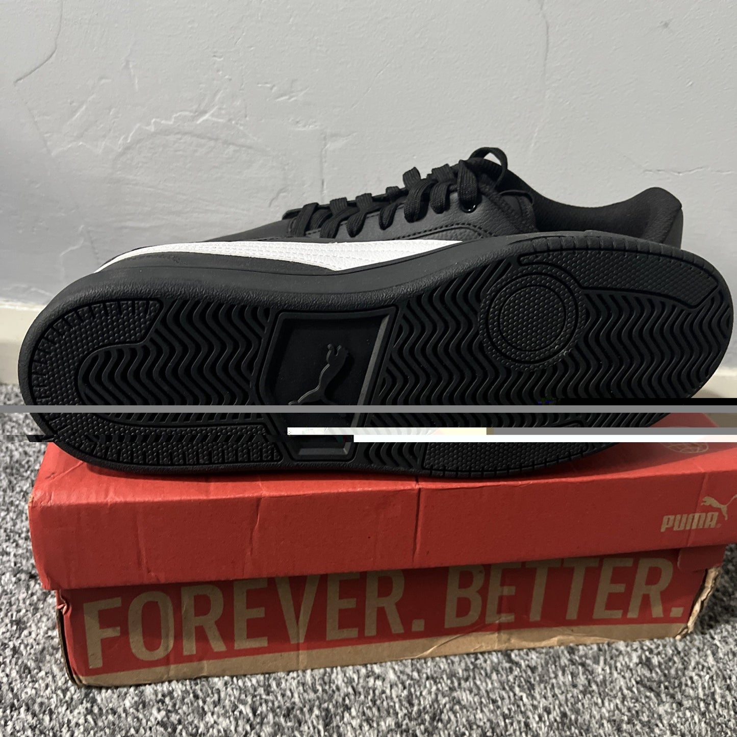 Puma Grounded SL Unisex Black White Trainers Sneakers UK Size 7.5 Casual Shoe