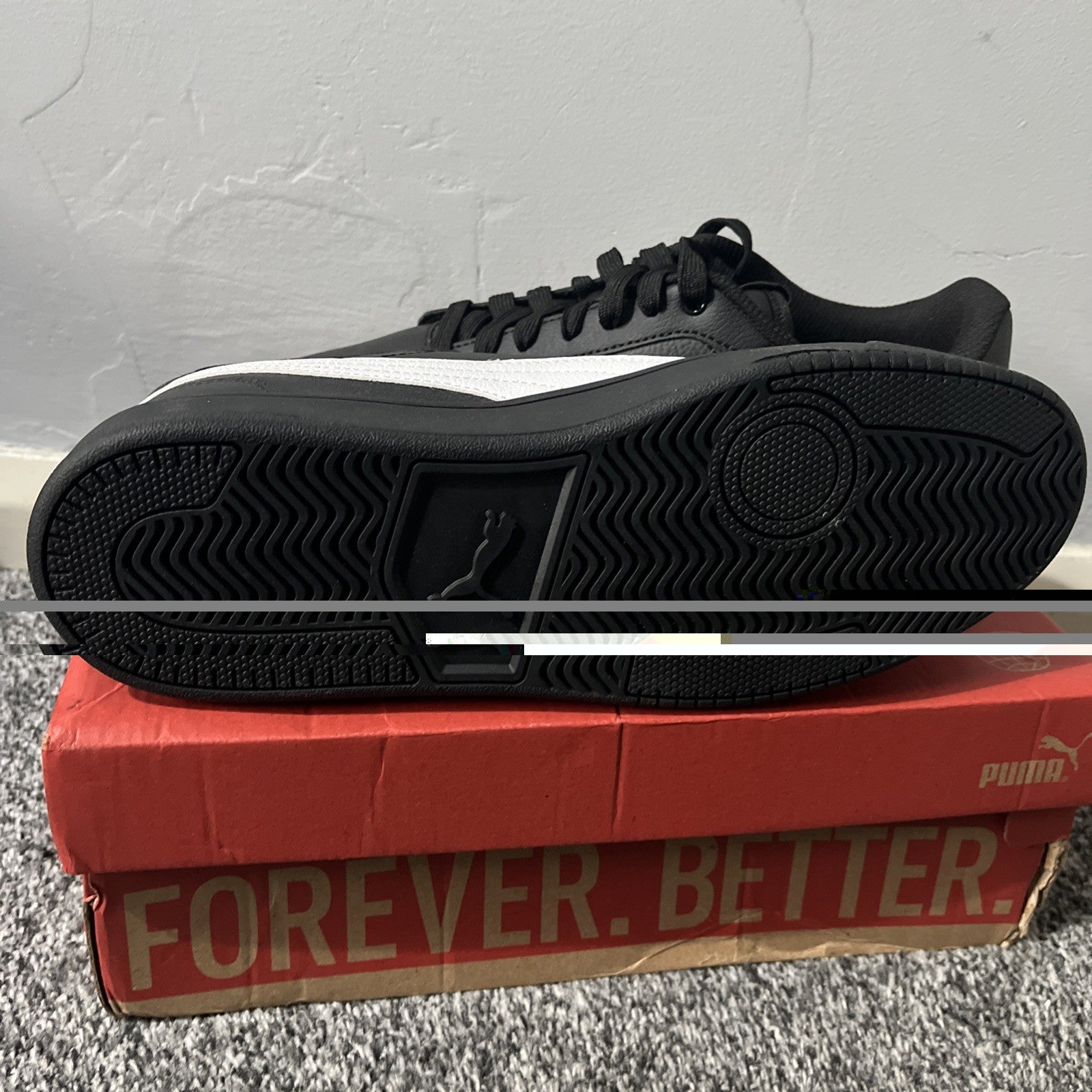 Puma Grounded SL Unisex Black White Trainers Sneakers UK Size 7.5 Casual Shoe