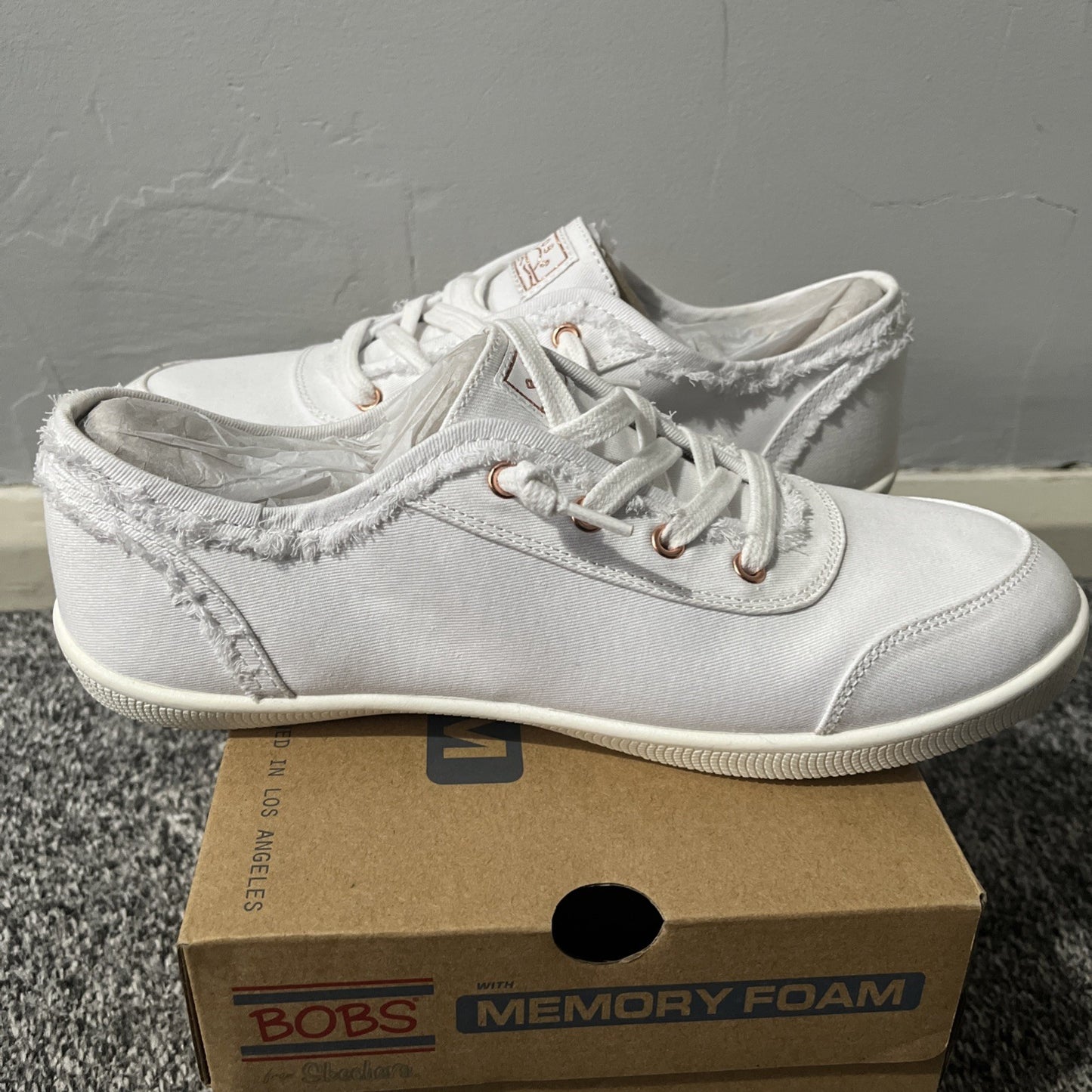 Skechers Bobs B Cute White Ladies Shoes Pumps UK Size 6 EU 39 Memory Foam