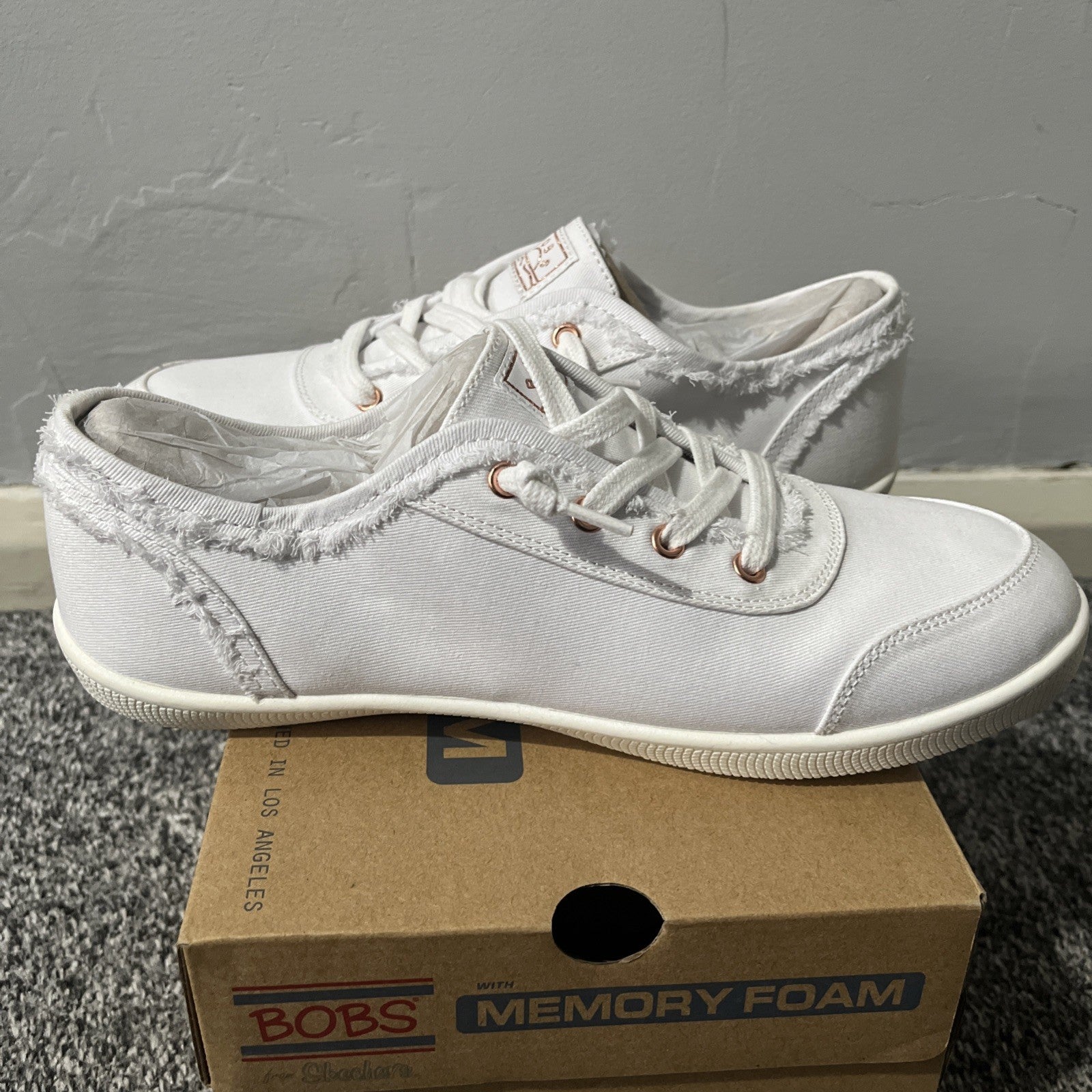 Skechers Bobs B Cute White Ladies Shoes Pumps UK Size 6 EU 39 Memory Foam