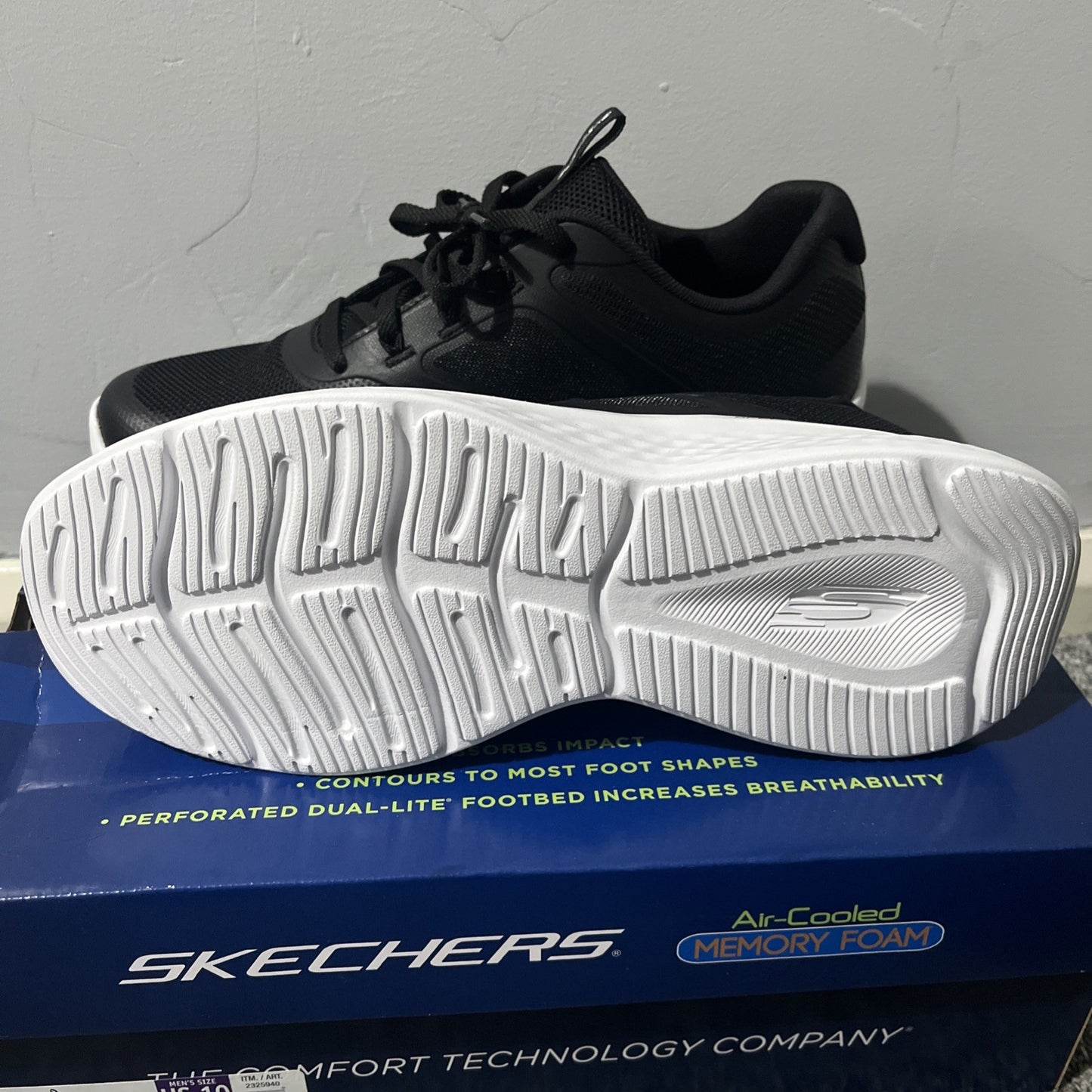 Skechers Men's Lite Pro Century Trainer in Black UK Size 9 New In Box Memoryfoam