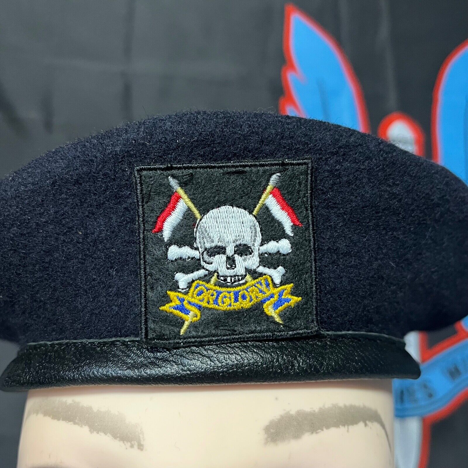 Royal Lancers Beret & Embroidered Logo Badge Size 57 British Army Surplus Used