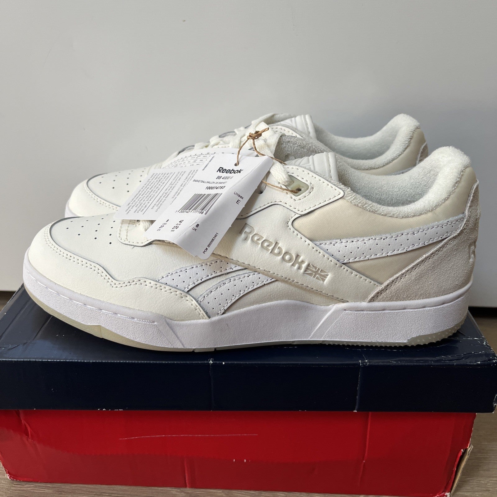 Men's Reebok BB 4000 II Trainers in White UK Size 8 Brand New Classic Basketball