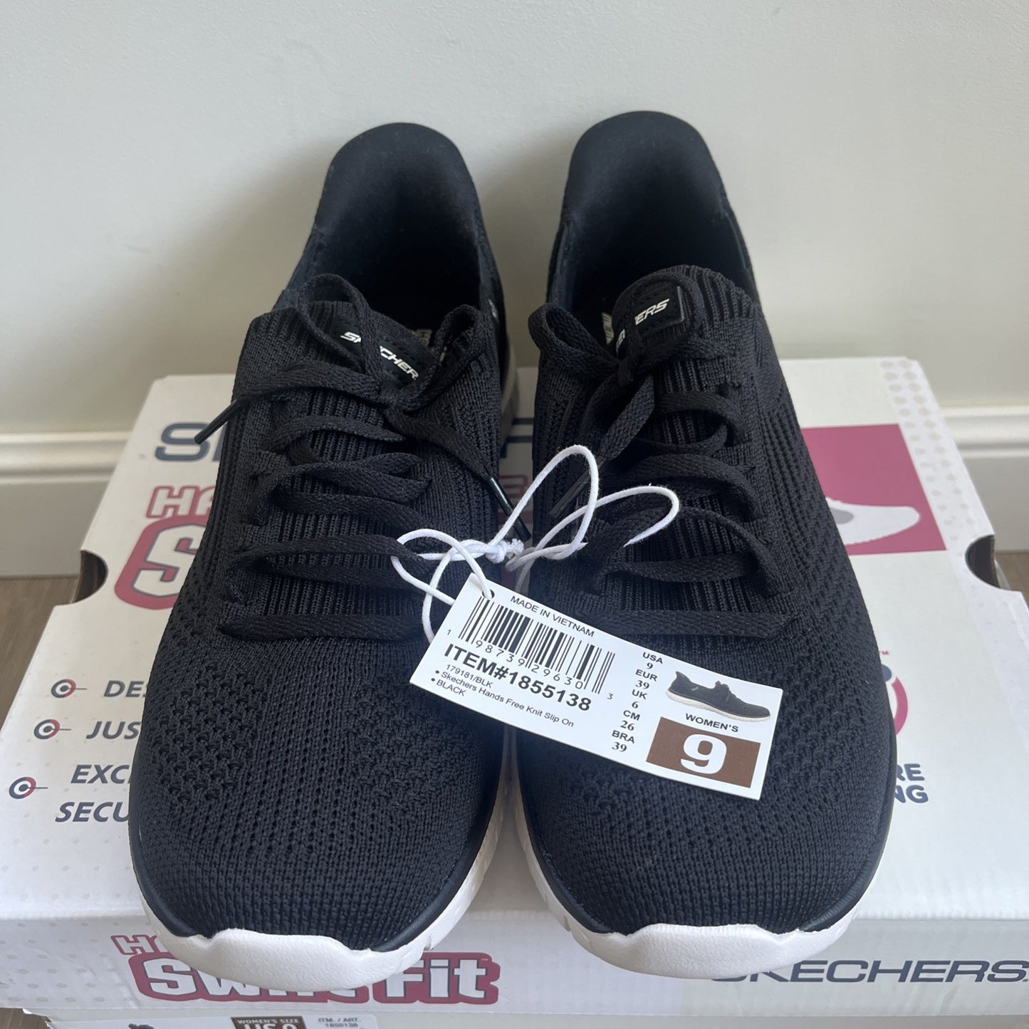 Skechers Hands Free Swift Fit Ladies Black Trainers Size 6 Brand New Women’s