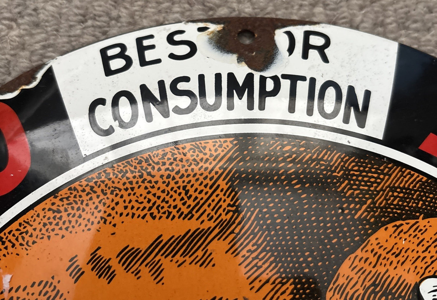 Enamel Sign , Man, Cave, Garage 12” Advertising sign collectors Memorabilia ￼