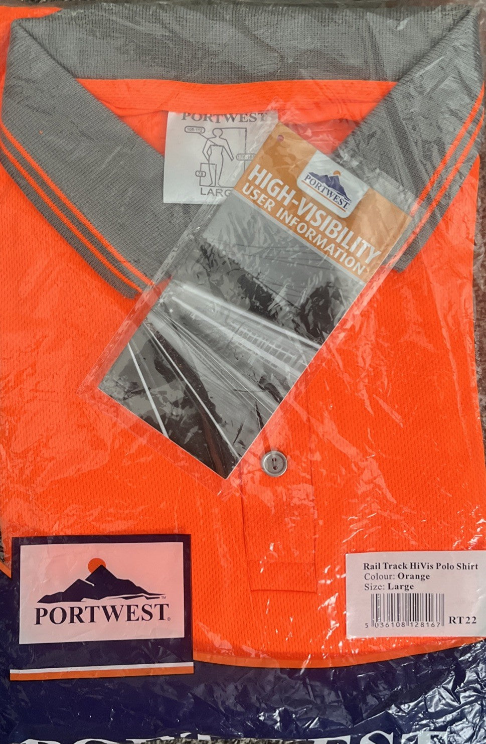 Portwest Hi-Vis Polo Shirt Short Sleeve Breathable Reflective RT22 Size Large L