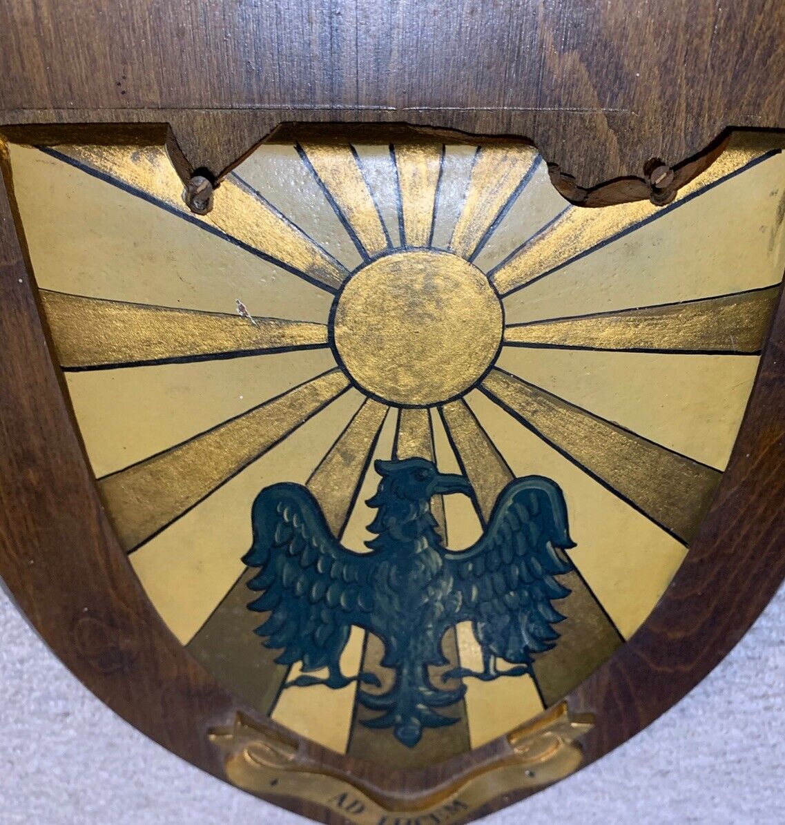 plaque shield crest coat of arms  School University Antique Reclaimed