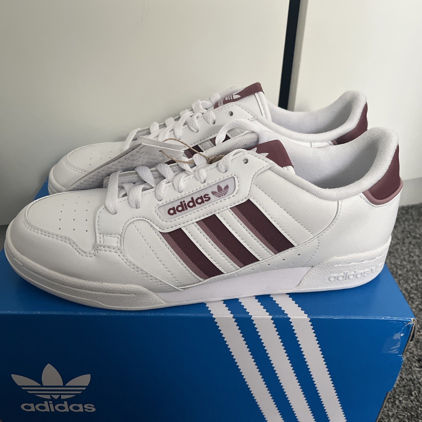 Adidas Originals Continental 80 Stripes White Size 8.5 UK Trainers Brand New Low