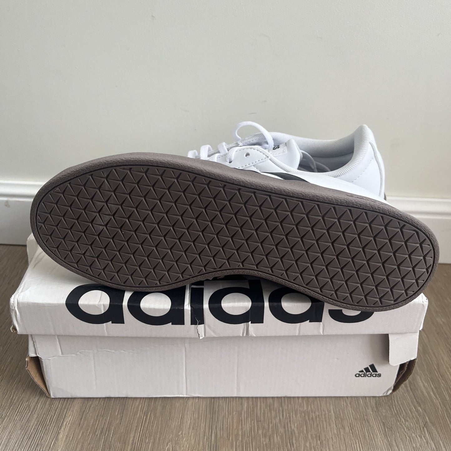 Adidas VL Court Base Trainers UK 5.5 White Black Gum ID3714 Retro Shoes Womens