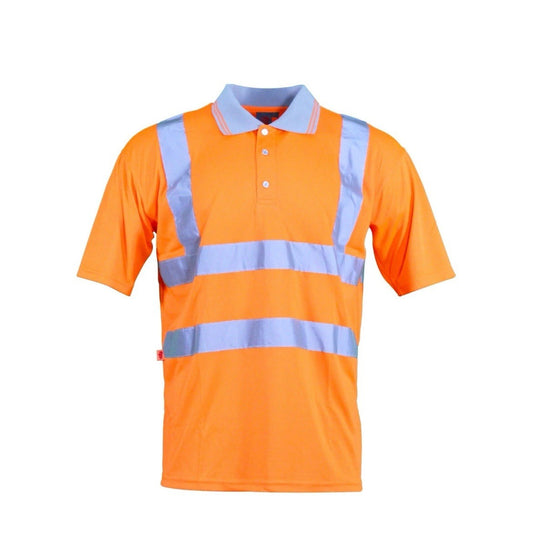 Warrior Work Safety Orange Short Sleeve Hi-Vis Breathable Polo T-shirt Size XL