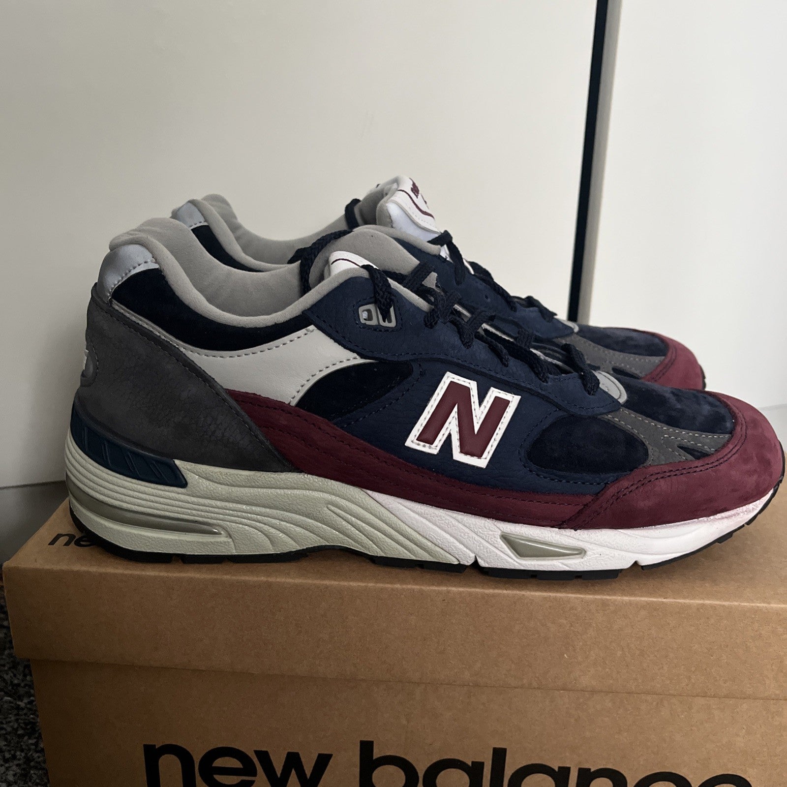 New Balance 991 RKB UK 9.5 Made In England Navy Burgundy M991RKB New Trainers