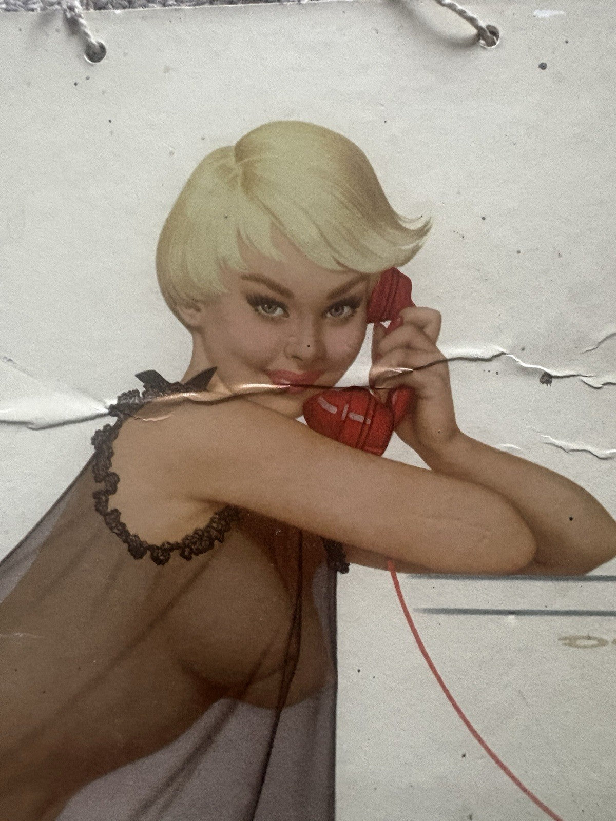 Rare Vintage  Pin Up Hepolite piston Advertising Sign (Garage/Man Cave Etc)