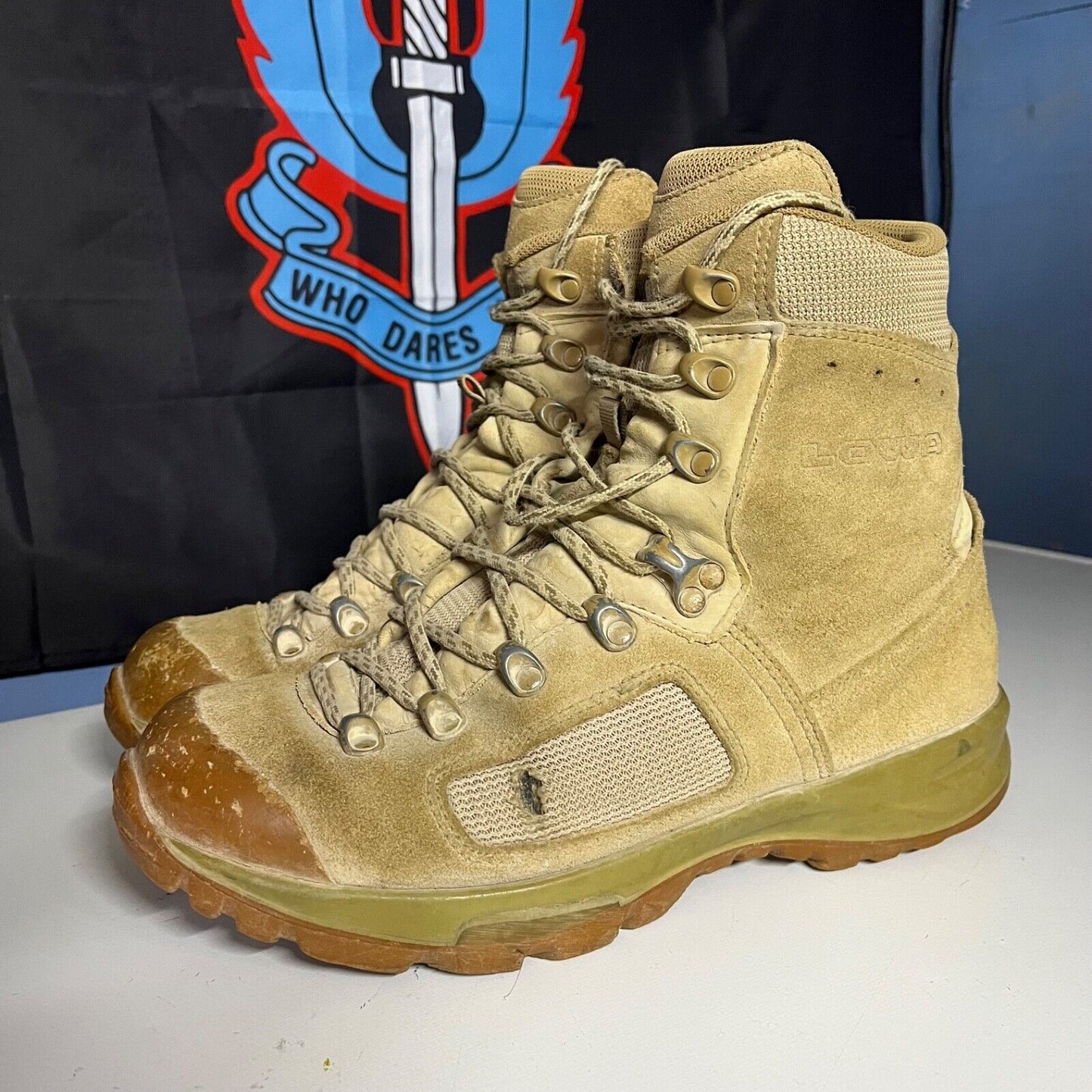 British Army Desert LOWA Boots Military Walking Ammo - Sizes - Grade 2 Used